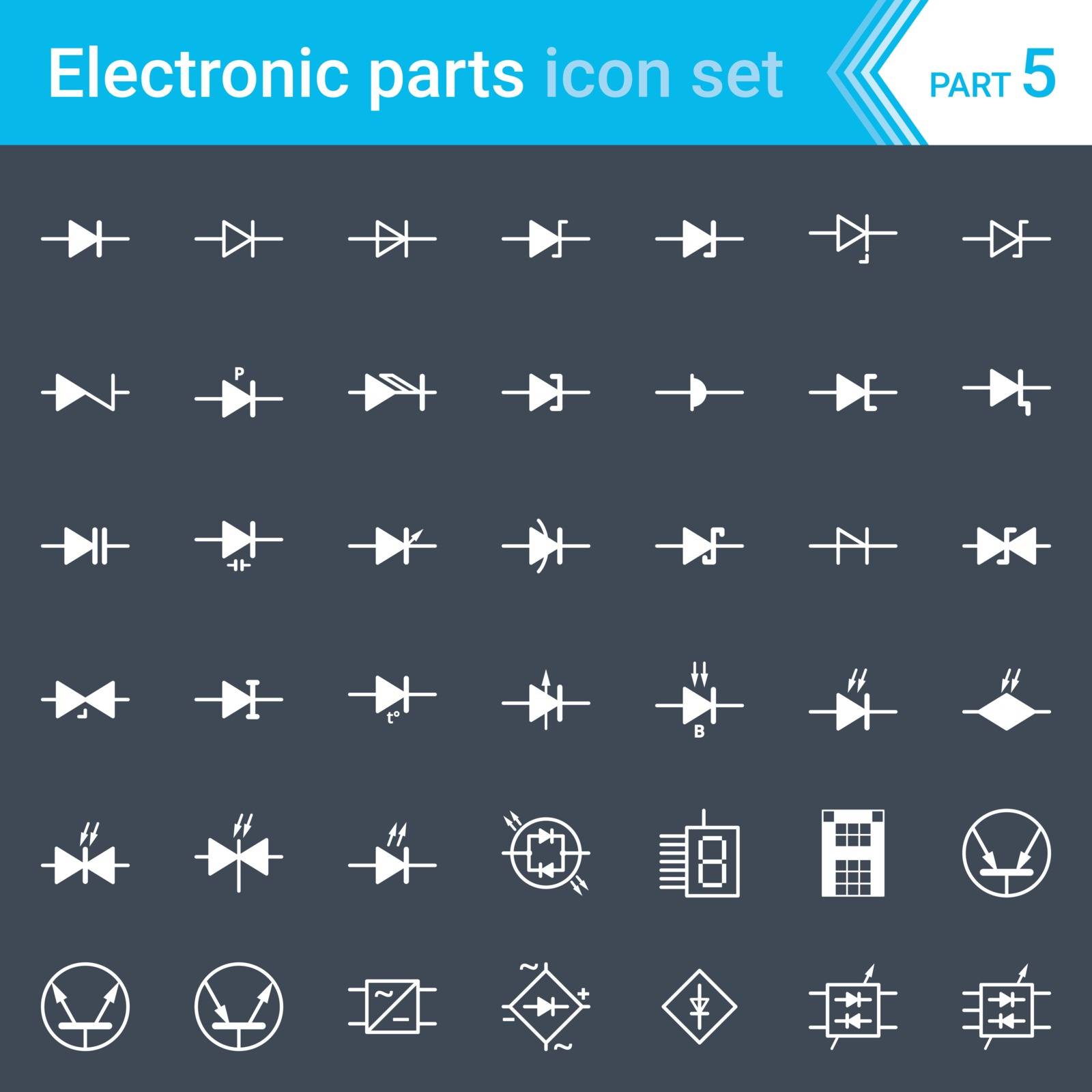 Electric and electronic icons, electric diagram symbols. Diodes and bridge rectifier. by vermicule
