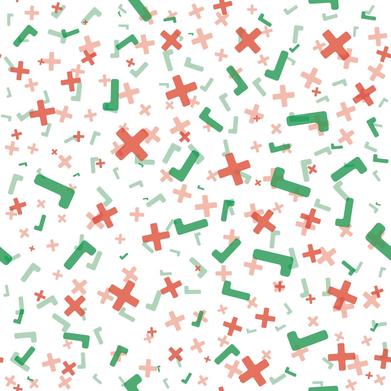 Red tick and green cross symbols on white background. Seamless pattern.