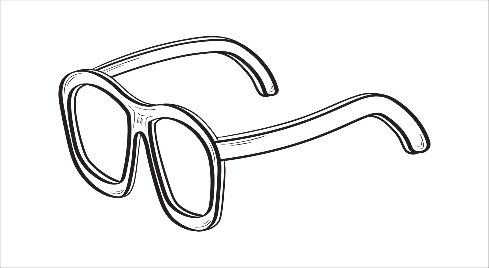 Glasses as a sign of bad sight. Sketch.