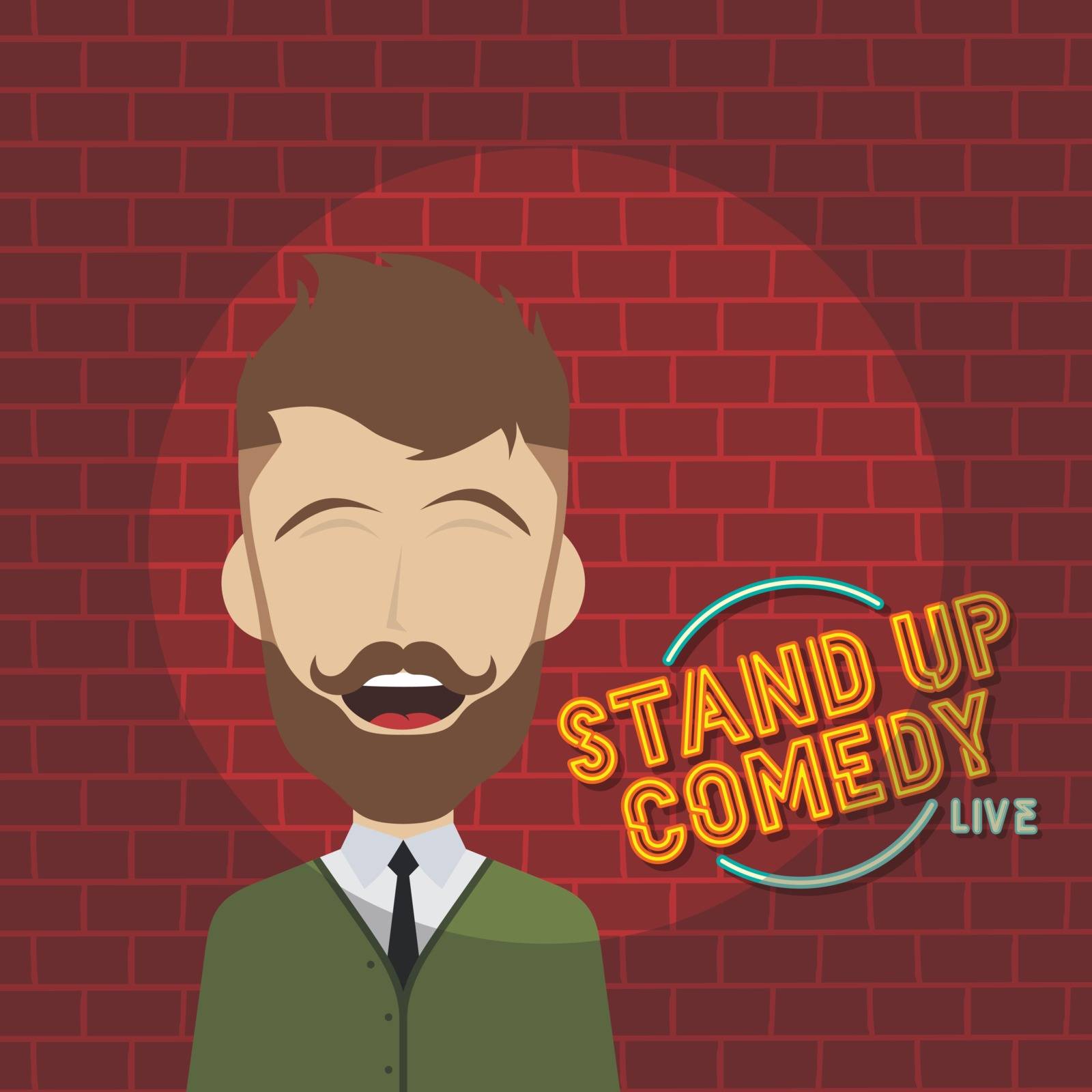 stand up comedy cartoon theme vector art illustration