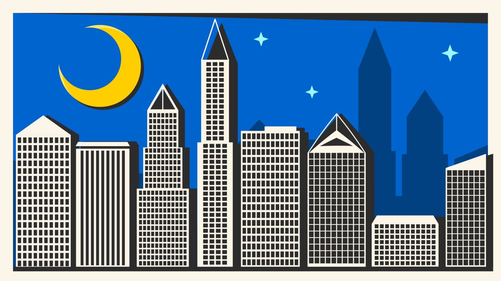 Big City With Skyscrapers Vector Illustration For Your Design And Needs