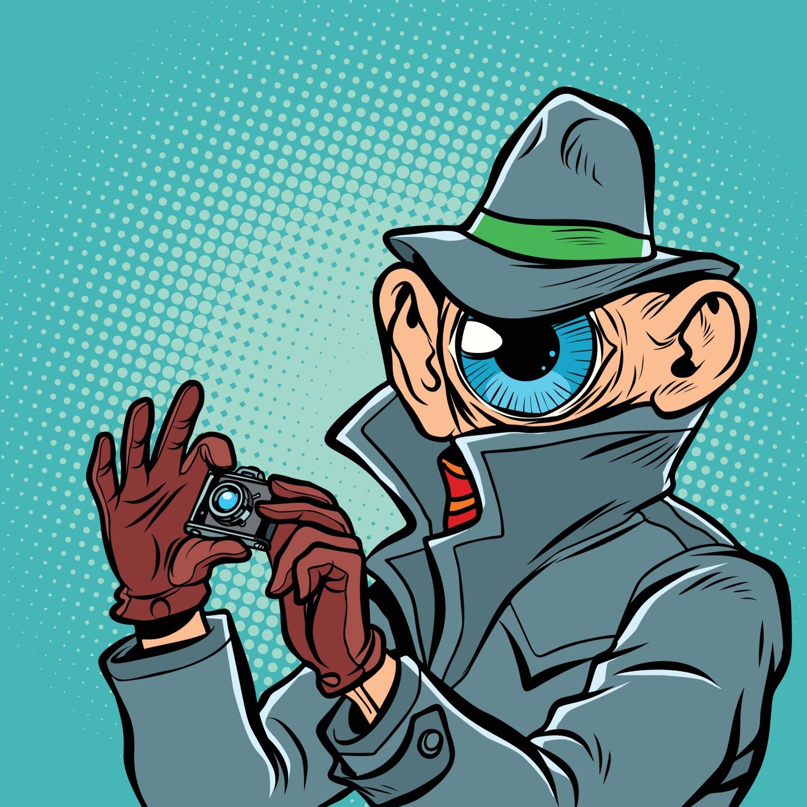 spy eye surveillance. Comic cartoon pop art retro vector illustration hand drawing