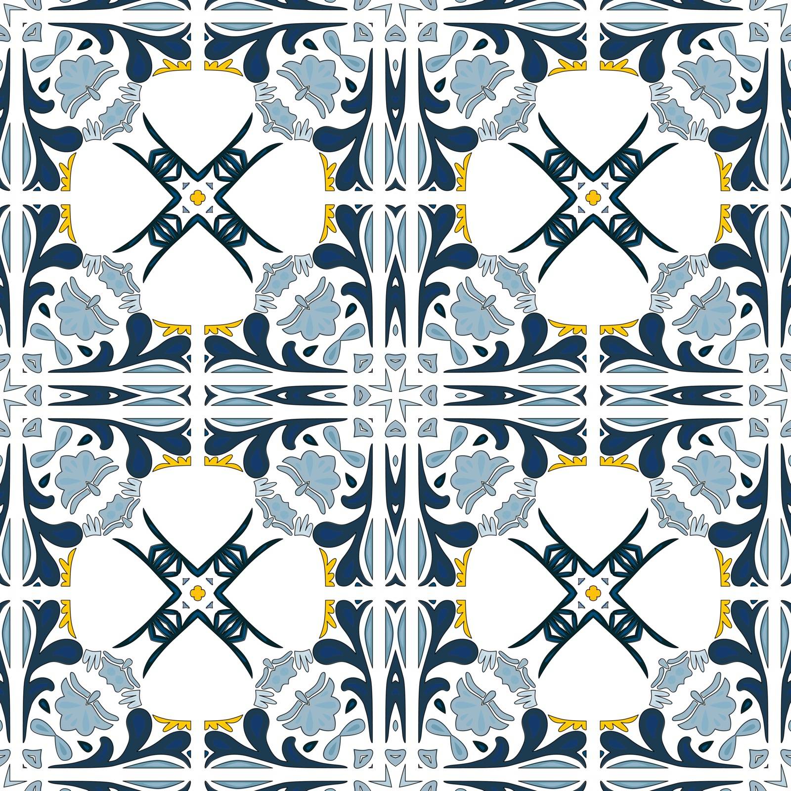 Seamless pattern illustration in traditional style - like Portuguese tiles

