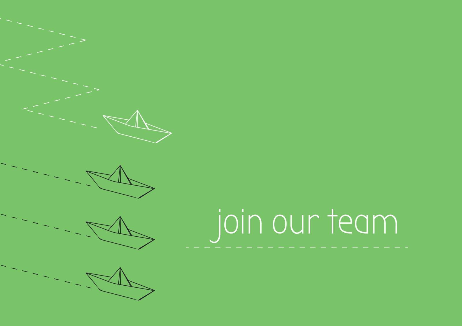 Join our team concept illustration with folded paper boat.