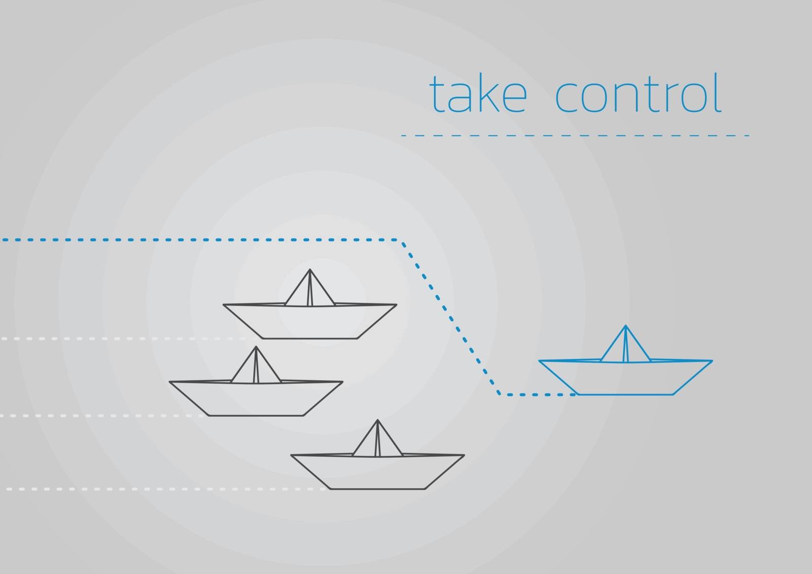 Take control concept illustration with a folded paper boat.