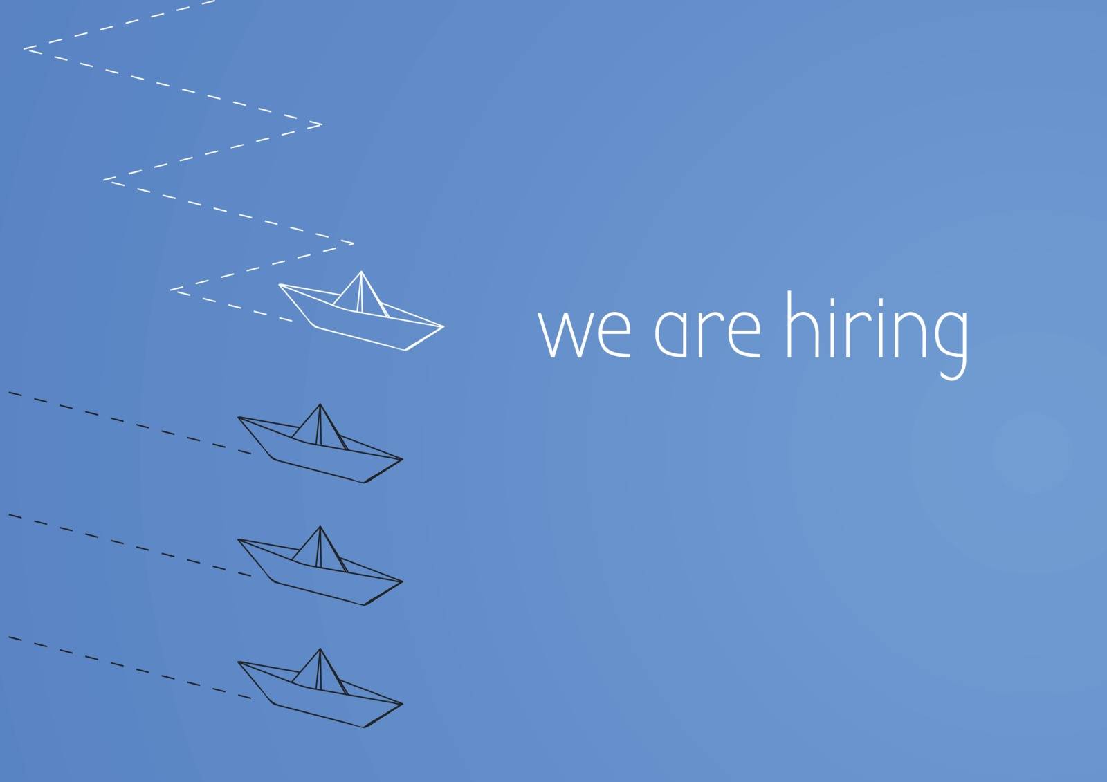 We are hiring concept illustration with a folded paper boat.