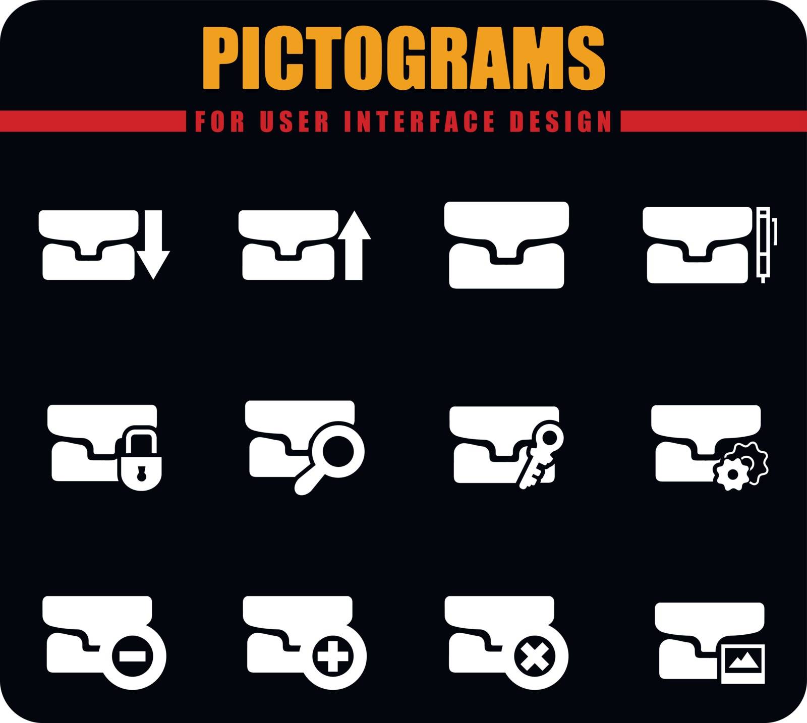 Folder professional vector pictograms for user interface design