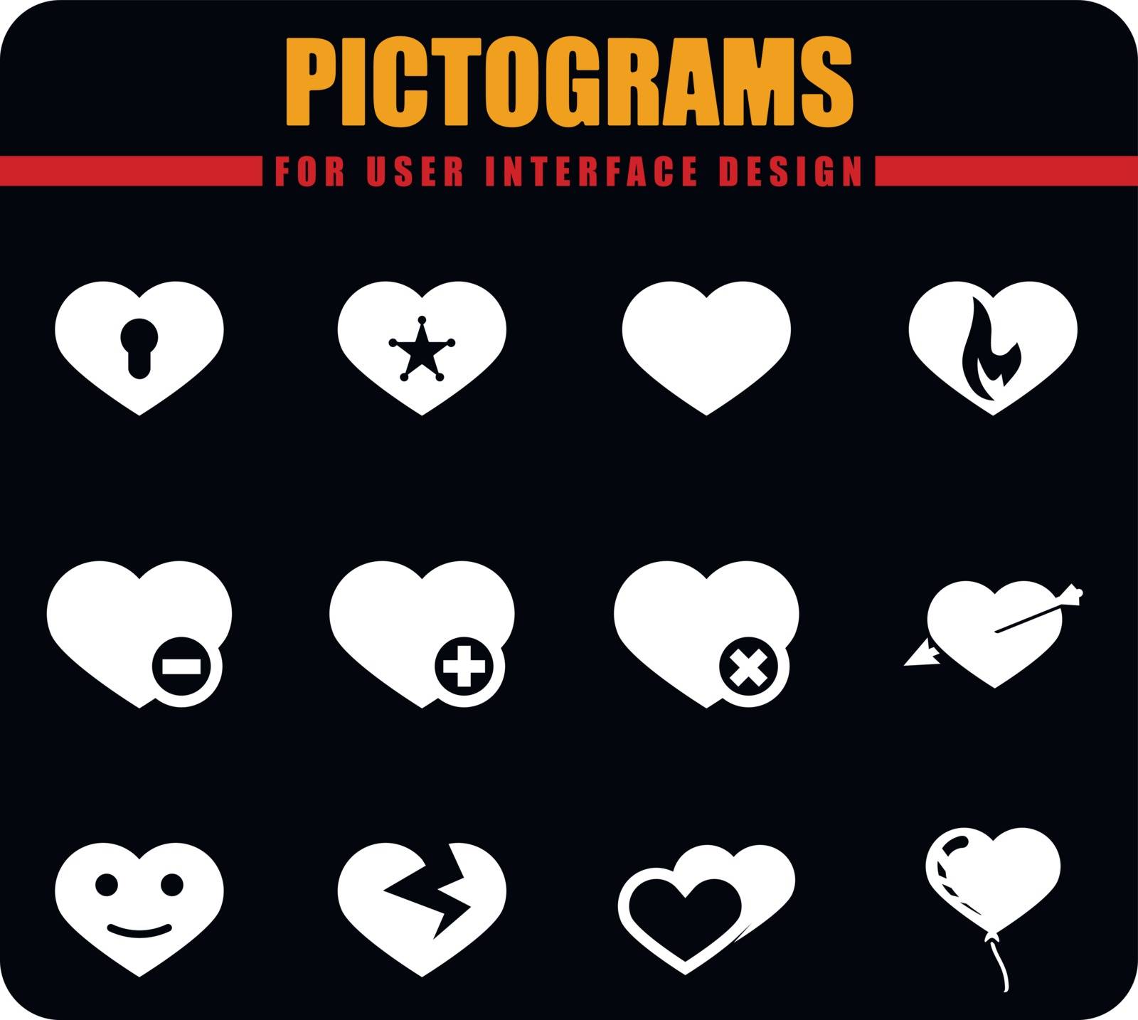 Heart professional vector pictograms for user interface design