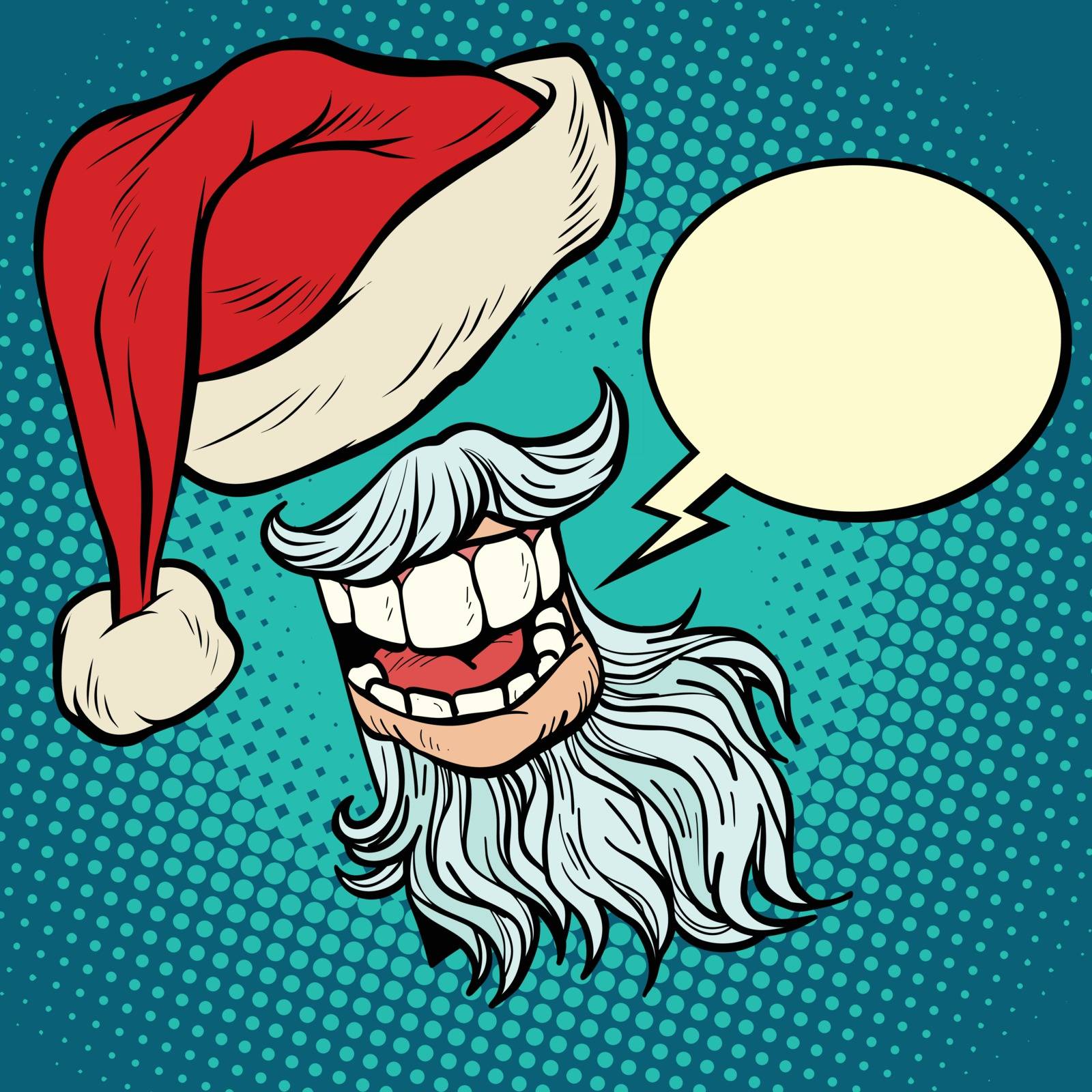 Santa Claus beard and hat. Comic cartoon pop art retro vector drawing