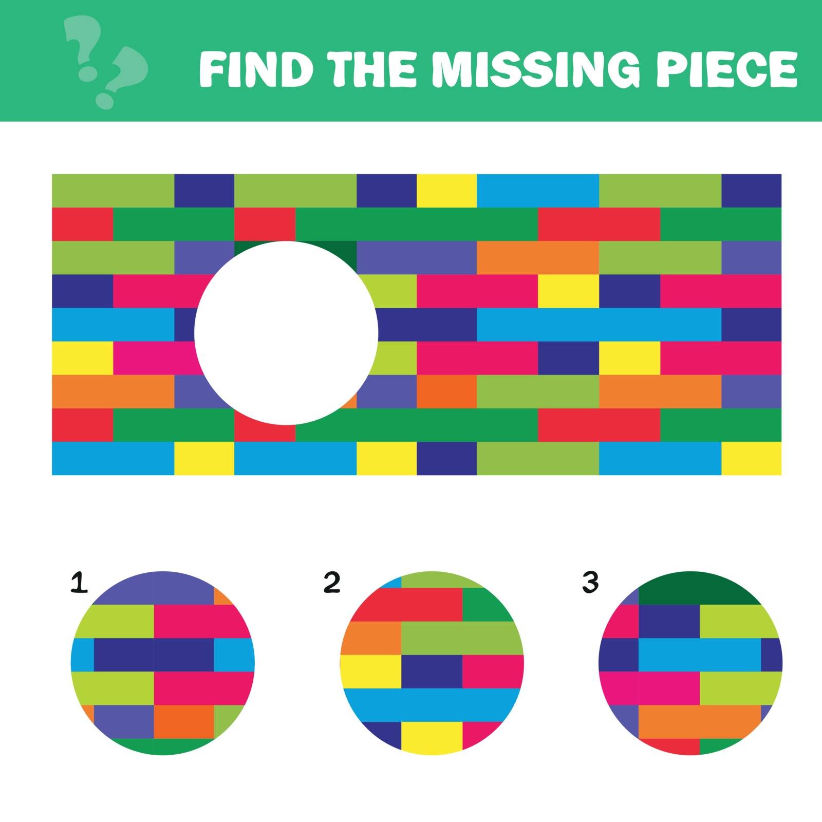 Visual logic puzzle with blocks. Find missing piece - Puzzle game for Children. Worksheet for kids.