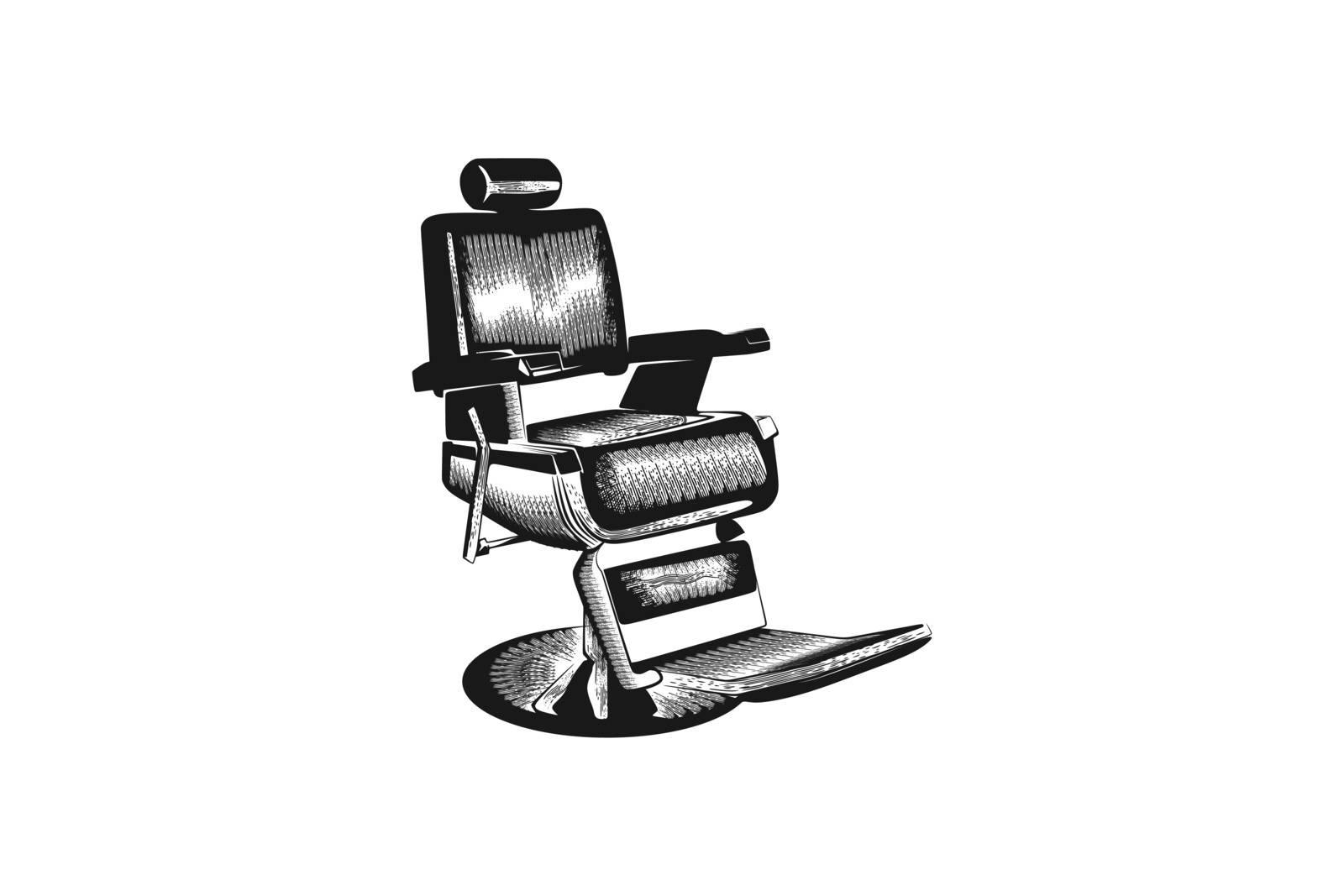 hand drawn barber shop chair, vintage barber logo Designs Inspiration Isolated on White Background