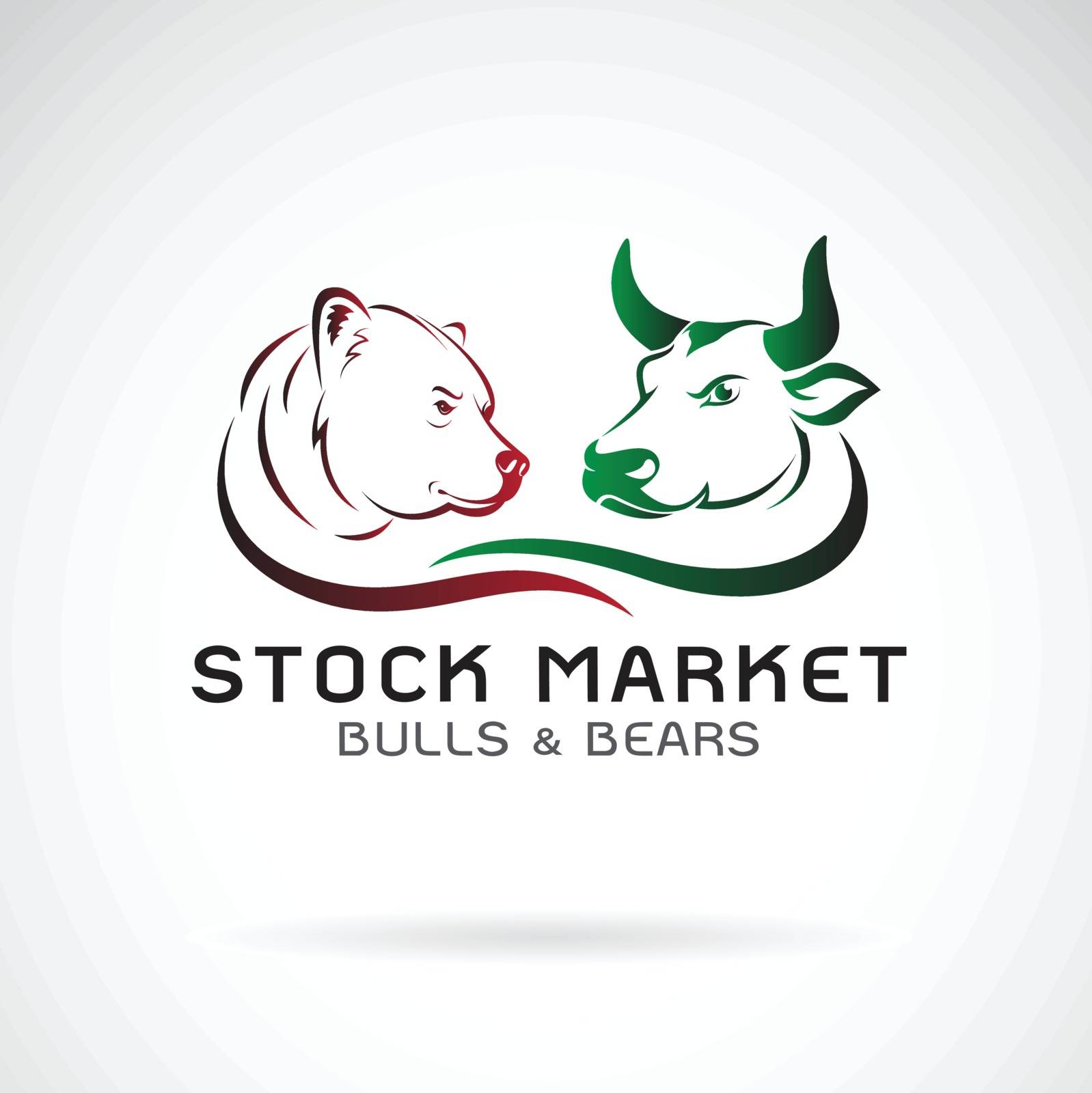 Vector of bull and bear symbols of stock market trends. Stock ma by yod67