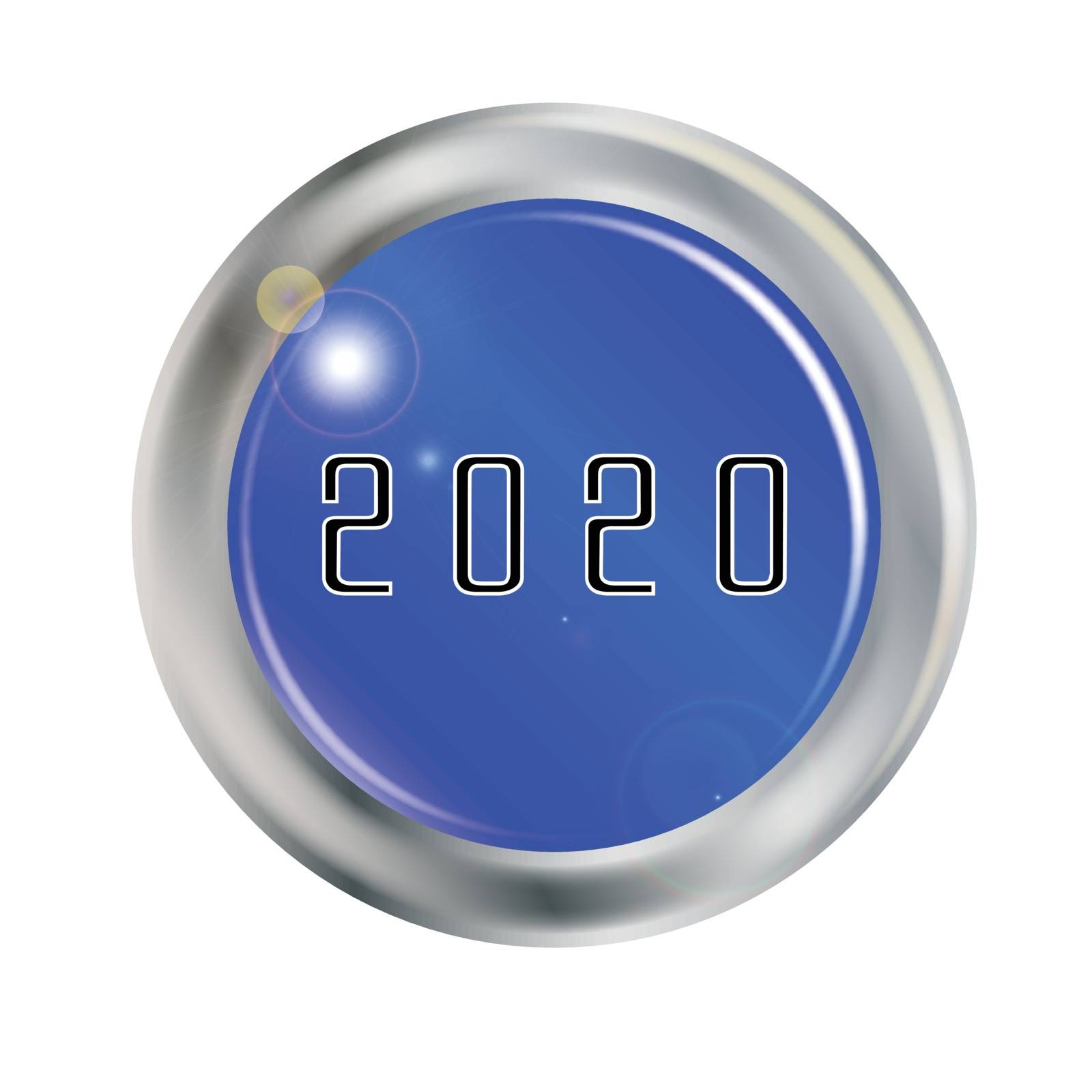 A button with the legend 2020 over white