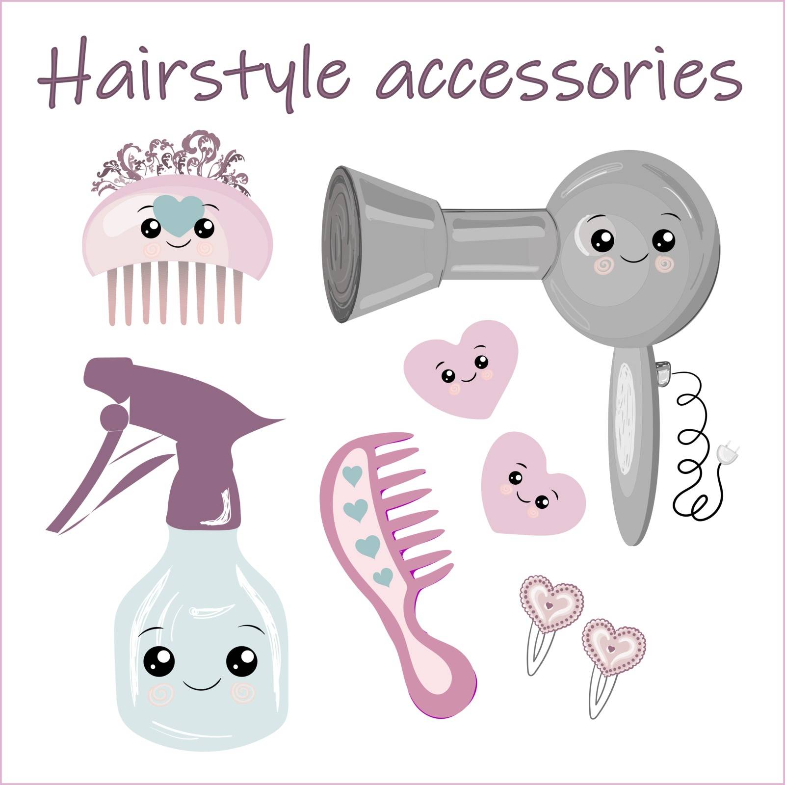WebVector character hairdresser. Illustrations of hairdresser equipment. Set of cartoon professions by annatarankova