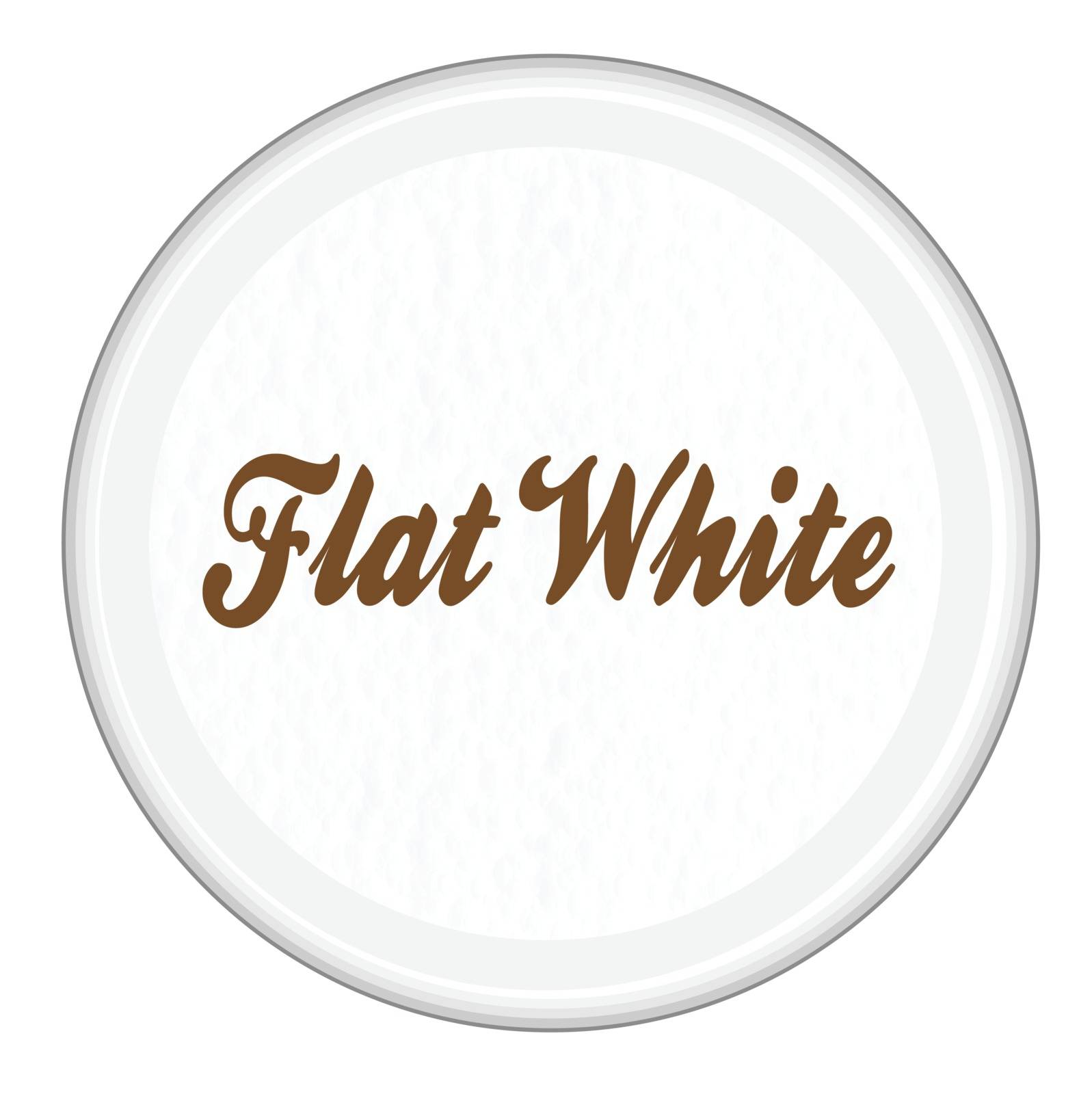 Top view of a cup of Flat White Coffee over a white background
