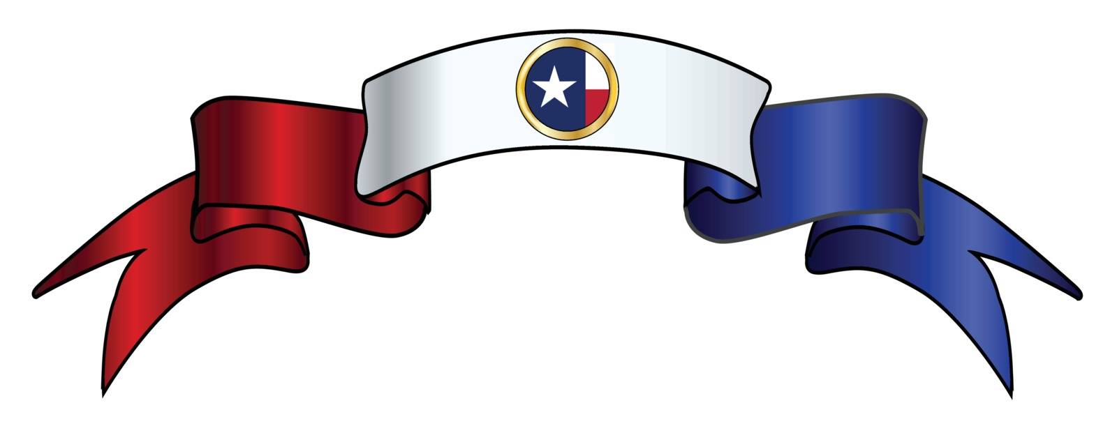 A red white and blue satin Texas flag icon ribbon