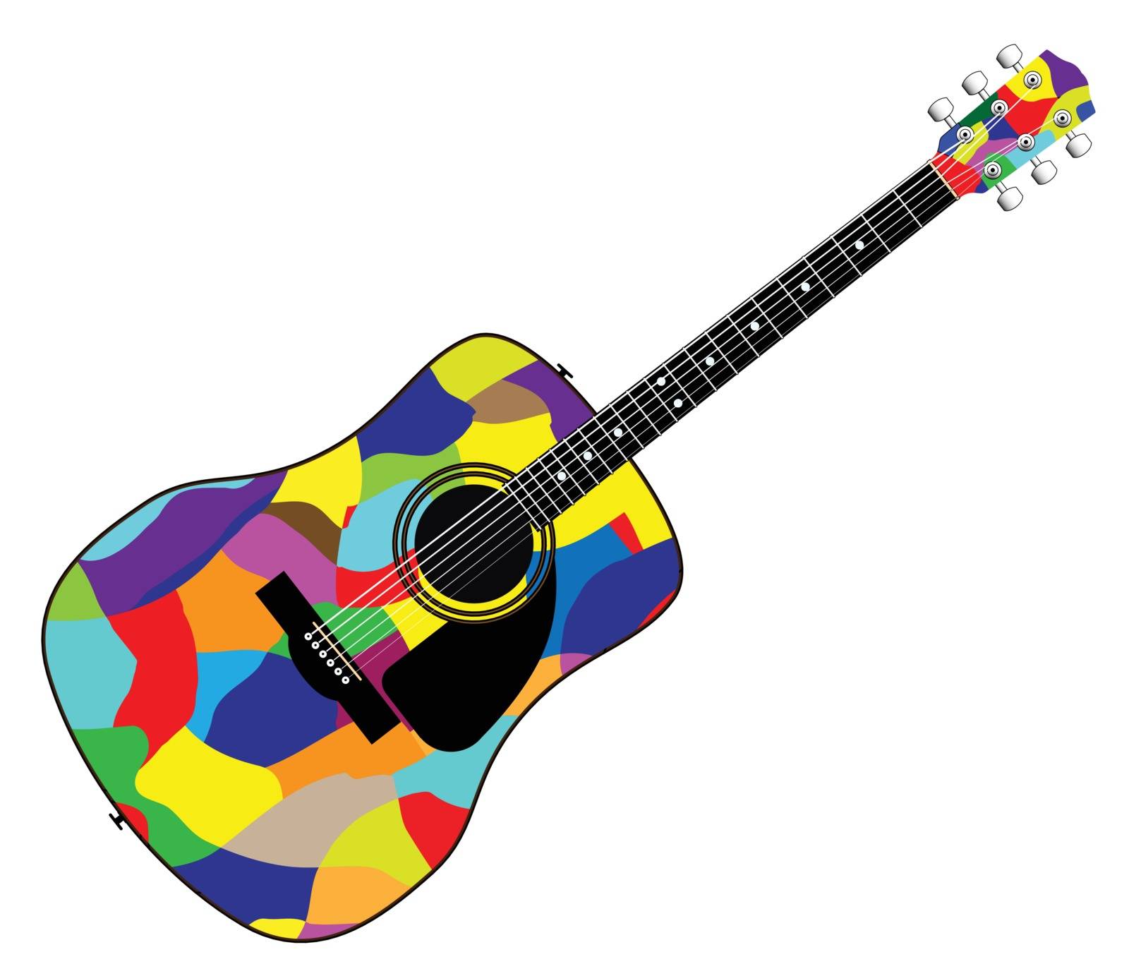 A typical acoustic guitar isolated over a white background.