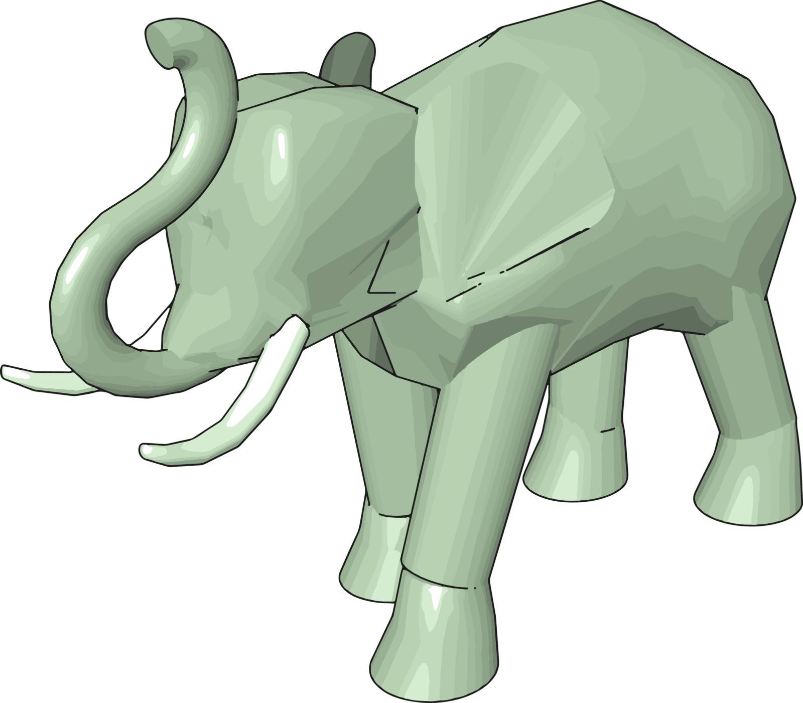 3D model of elephant, illustration, vector on white background. by Morphart
