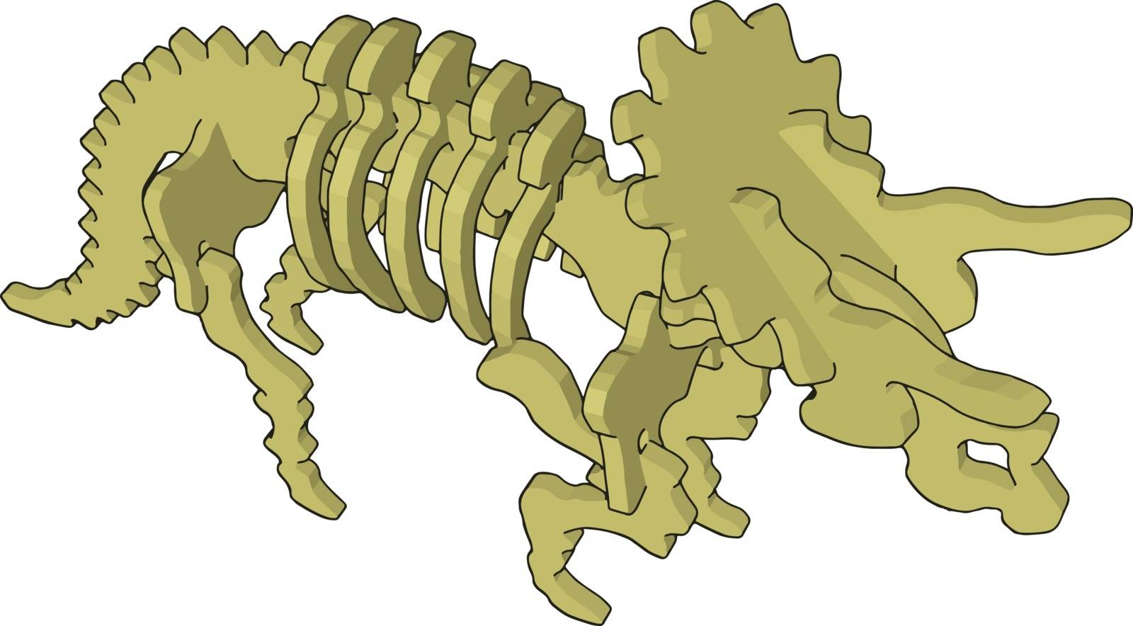 3d dinosaurus skelet, illustration, vector on white background. by Morphart