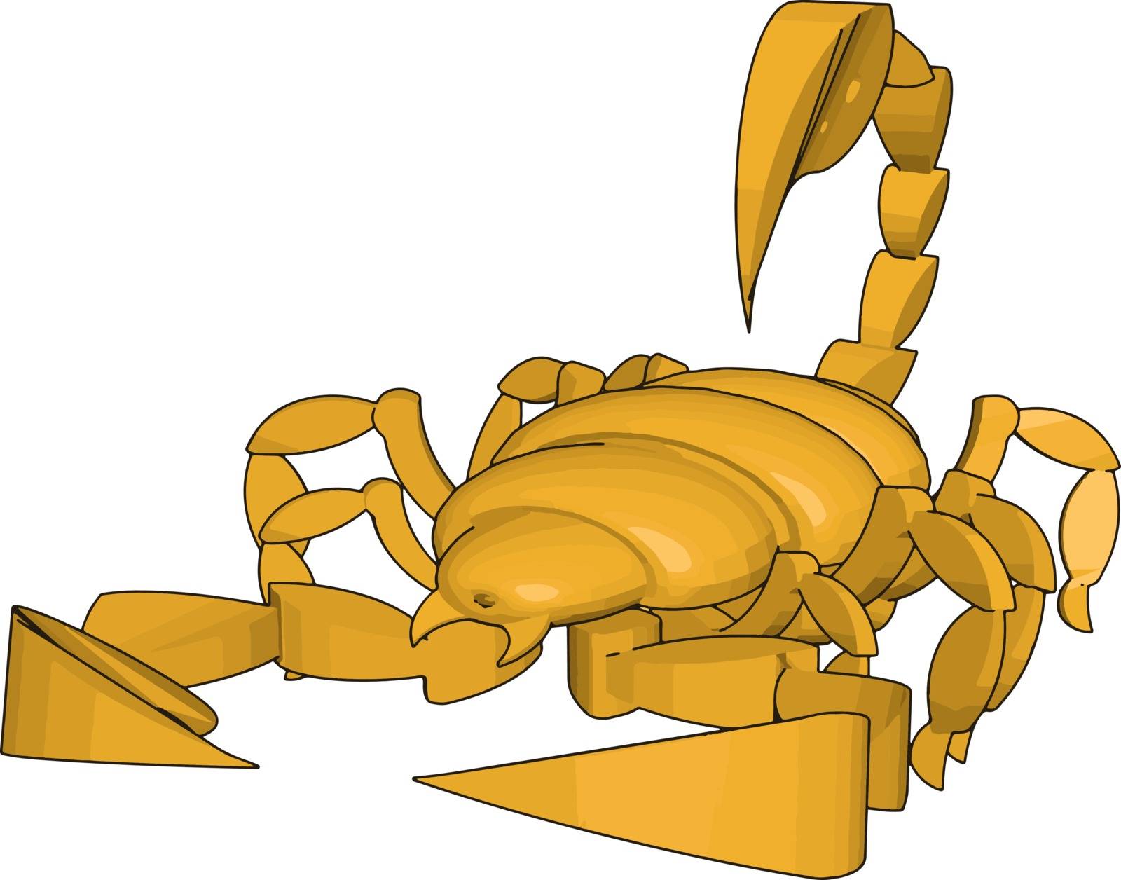 Mode of a 3d scorpion, illustration, vector on white background.