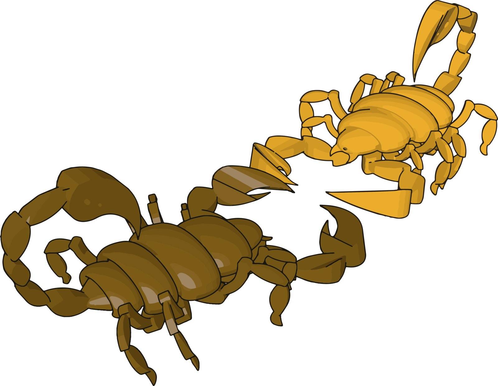 Mode of a 3d scorpion, illustration, vector on white background.