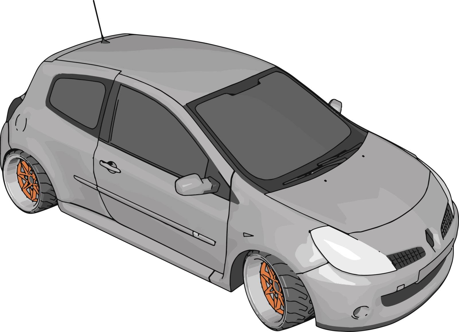White renault clio, illustration, vector on white background. by Morphart