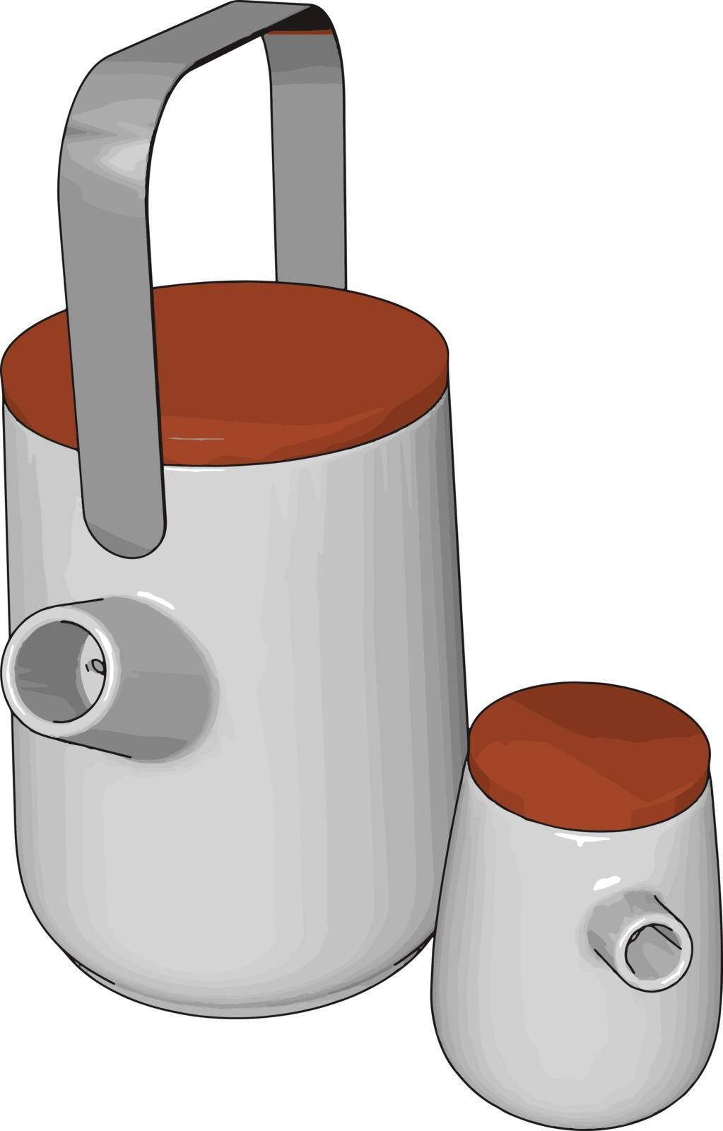 Thermo cups on table, illustration, vector on white background.