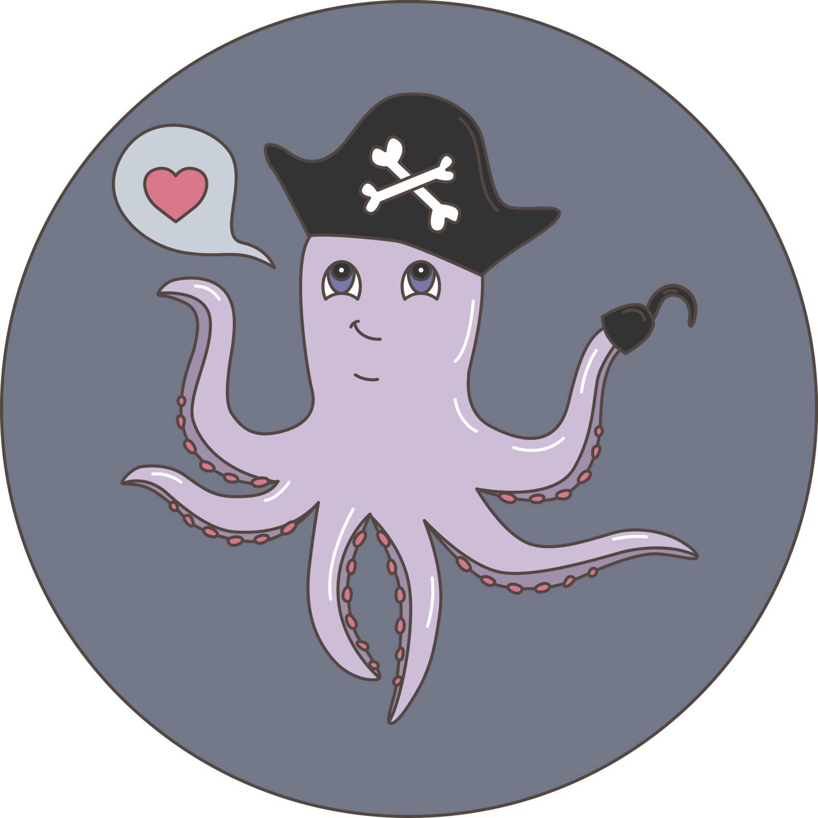 Illustration of a cartoon octopus. Vector illustration by Lenkapenka