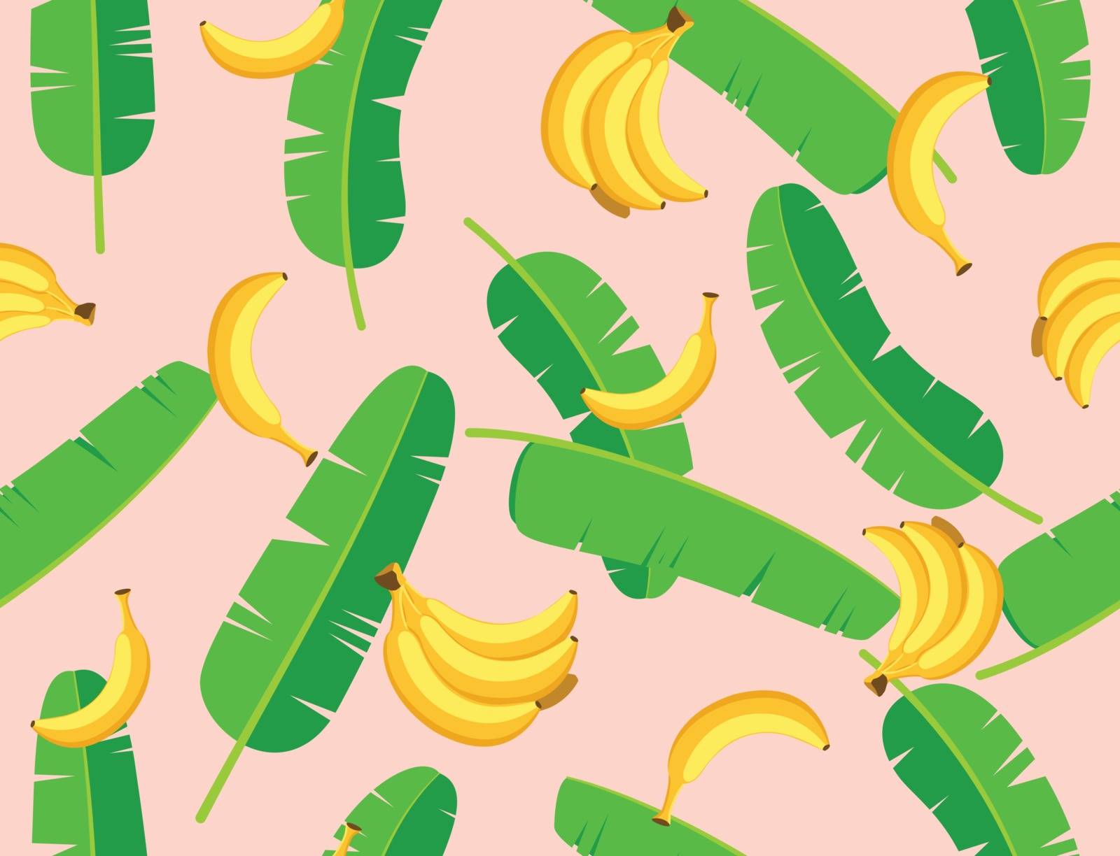 Seamless Pattern of banana leaves and bananas - Vector illustration by Angyee
