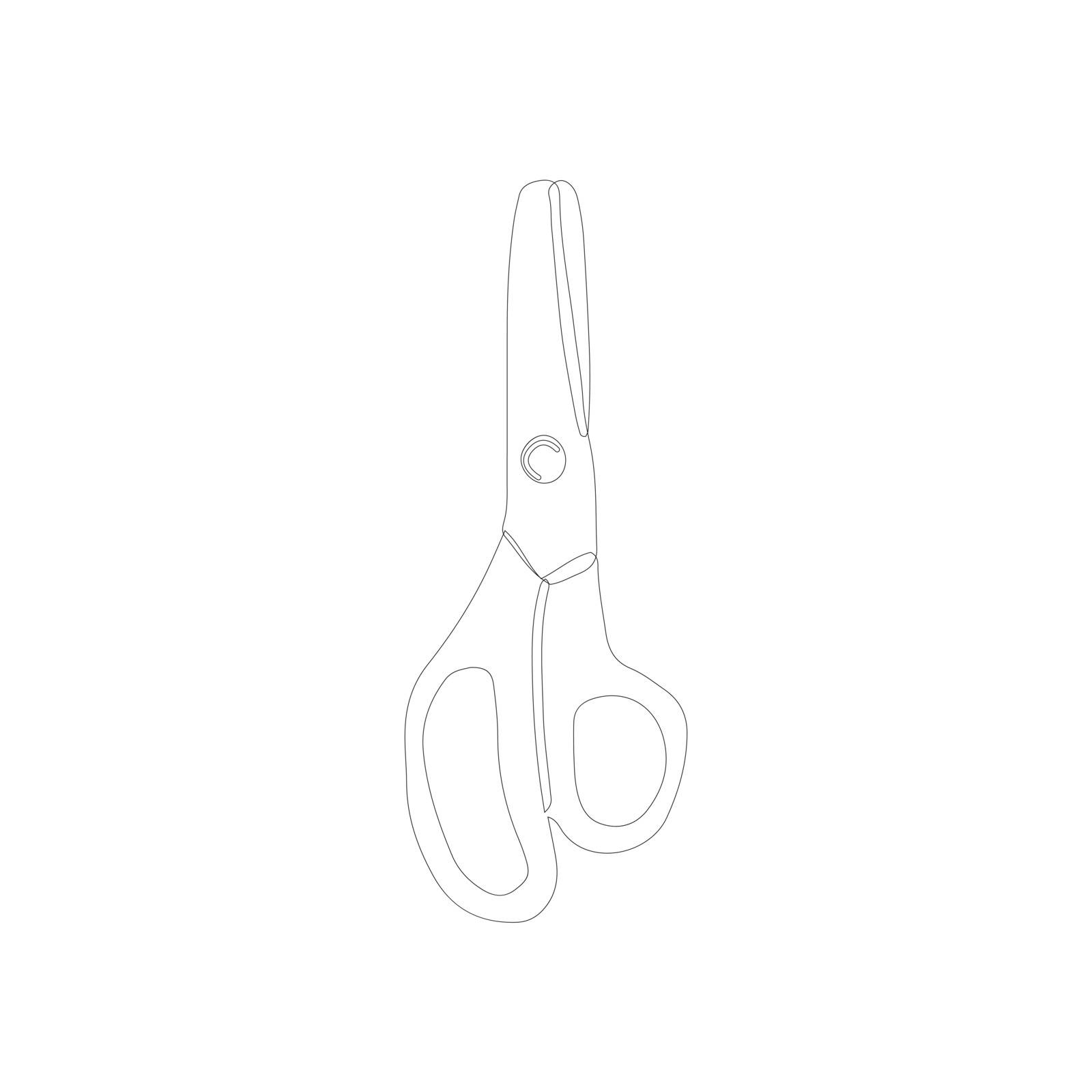 Scissors icon in outline style isolated on white background. by Nata_Prando