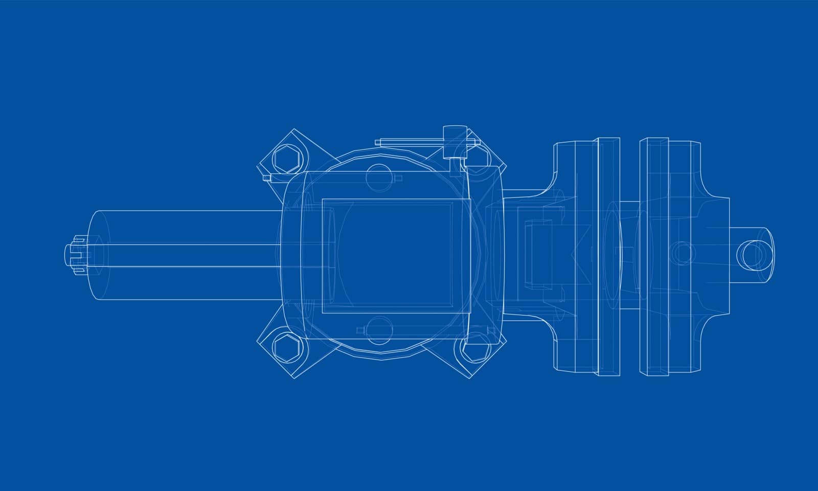 Outline vise vector. Wire-frame style. The layers of visible and invisible lines. 3D illustration