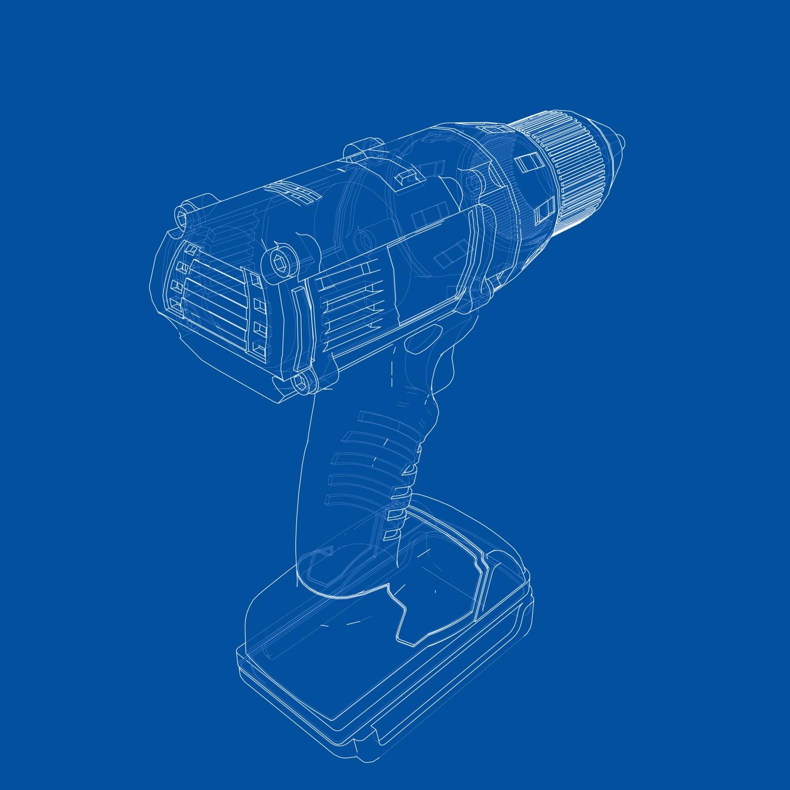 Electric cordless screwdriver. Vector by cherezoff
