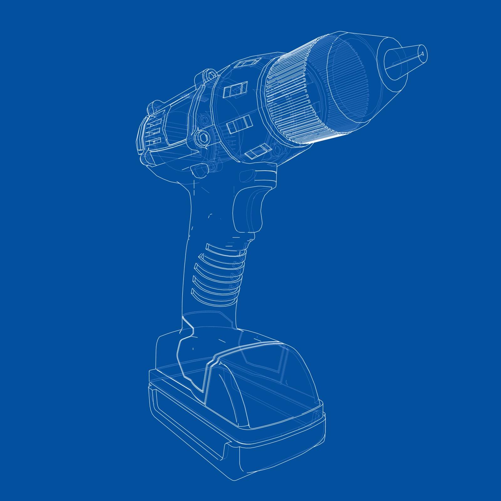Electric cordless screwdriver. Vector by cherezoff