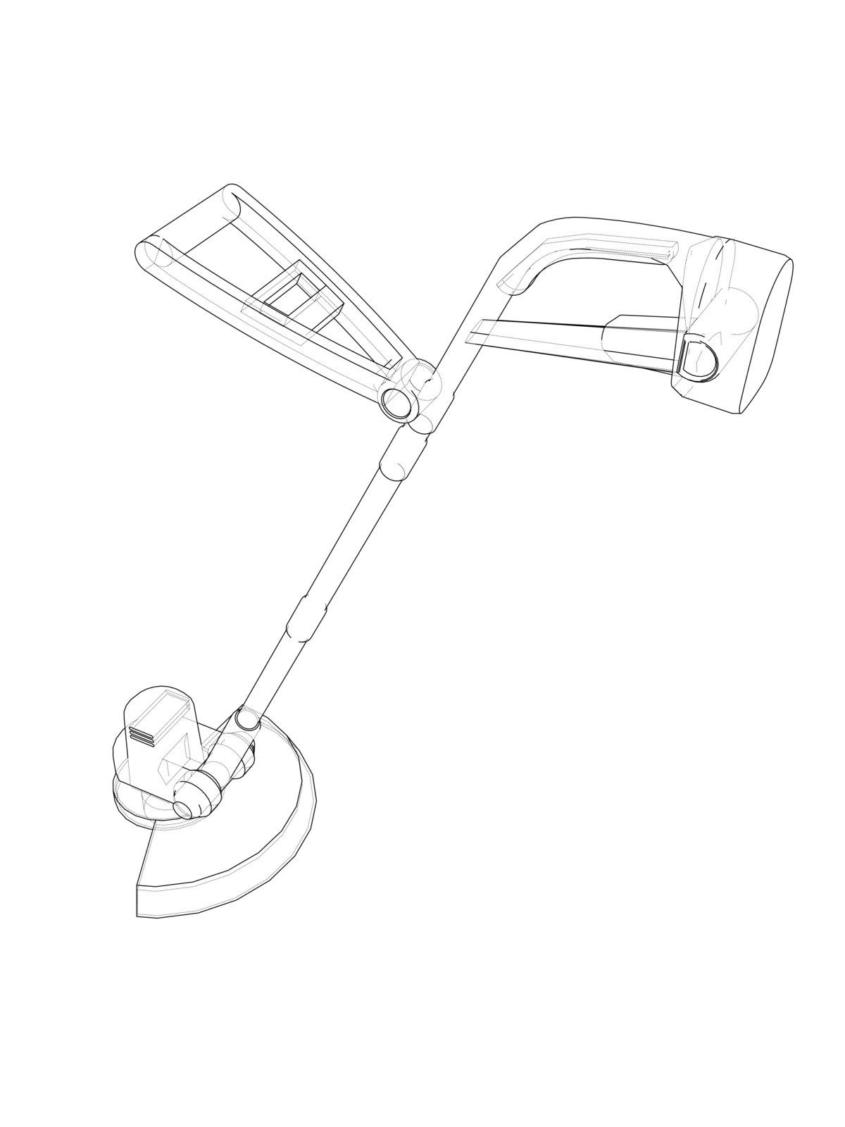 Outline trimmer grass cutter. Vector by cherezoff
