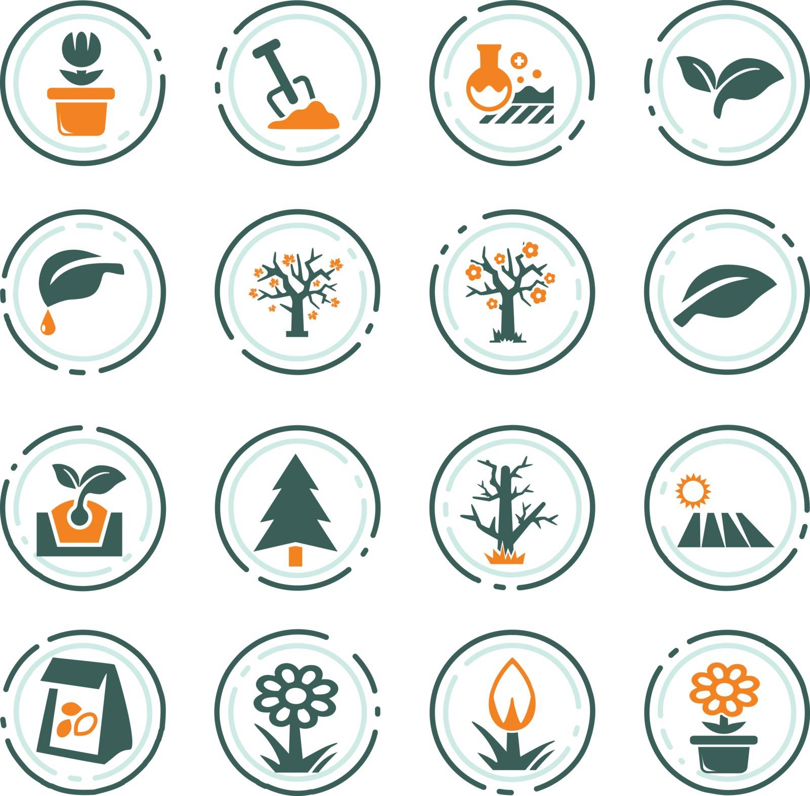 Gardening color vector icons for user interface design