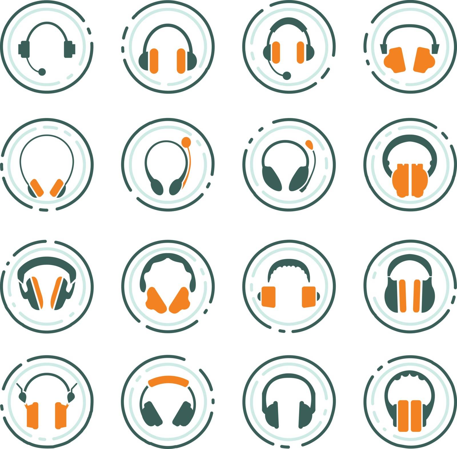 Headphones icon set for web sites and user interface