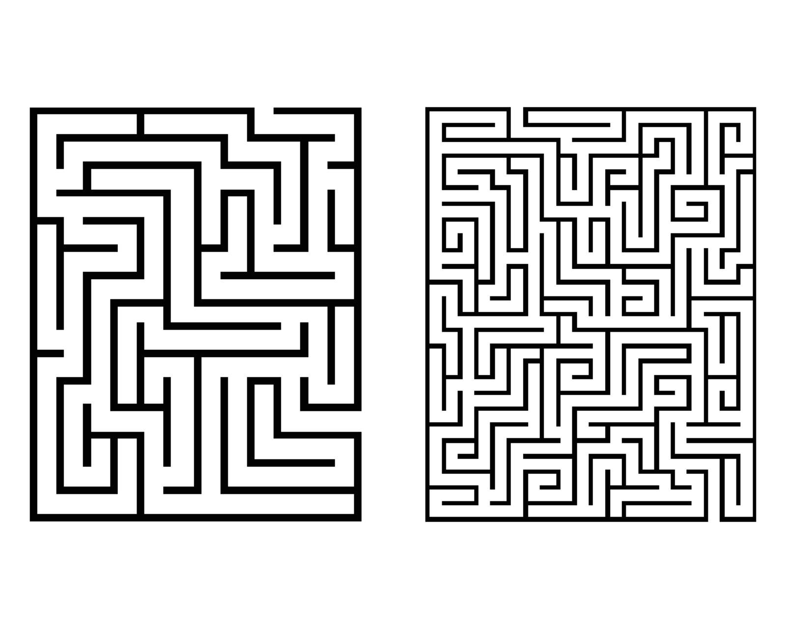 Rectangular labyrinths isolated on a white background