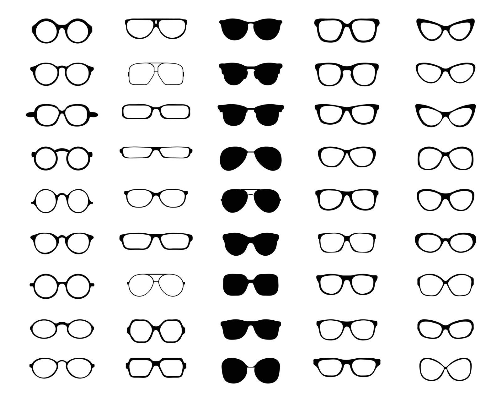 silhouettes of different eyeglasses by ratkomat