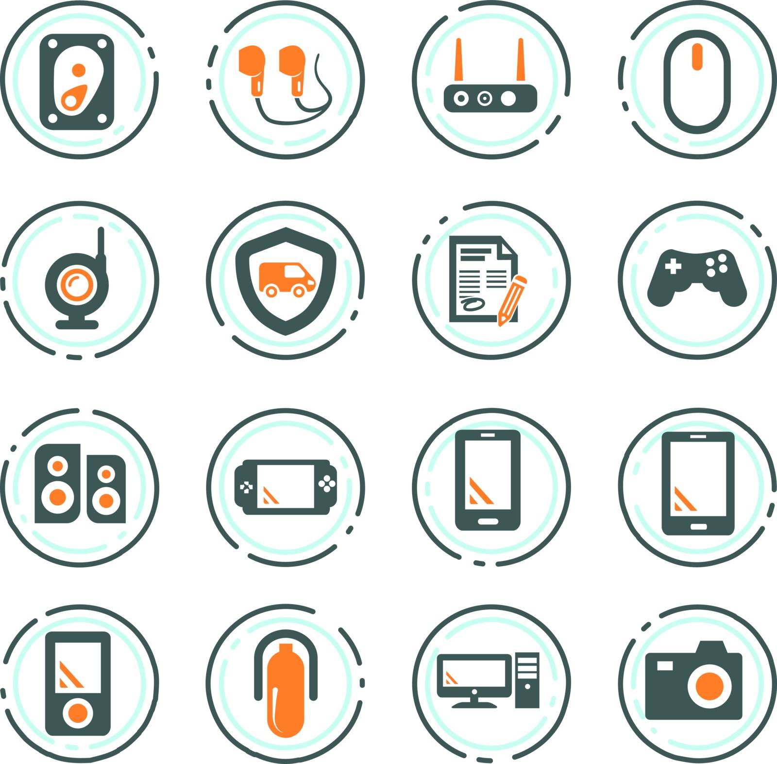 Supermarket electronic color vector icons for user interface design