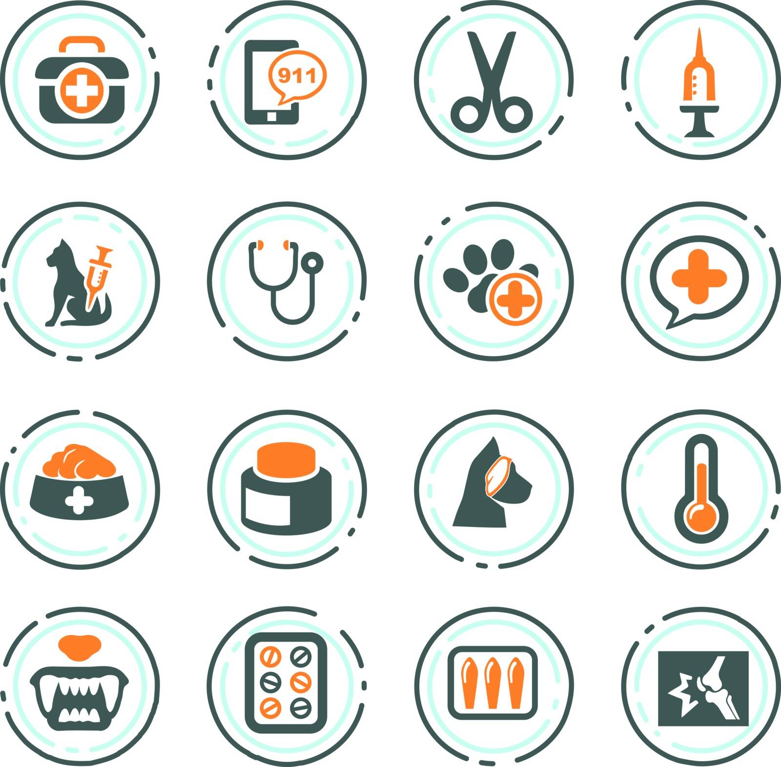 Veterinary clinic icon set for web sites and user interface