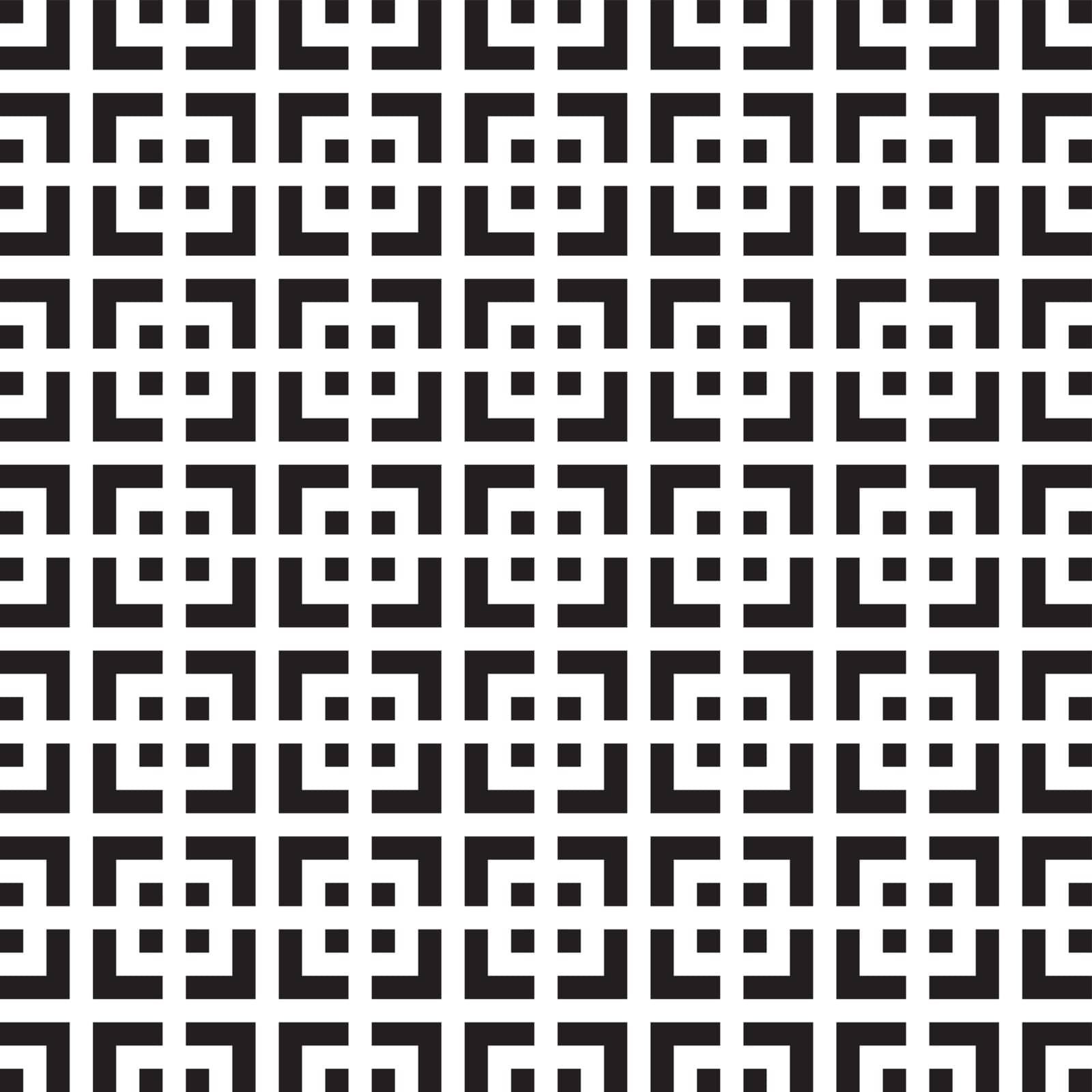 Abstract seamless pattern background. Maze of black geometric design elements isolated on white background. Vector illustration.