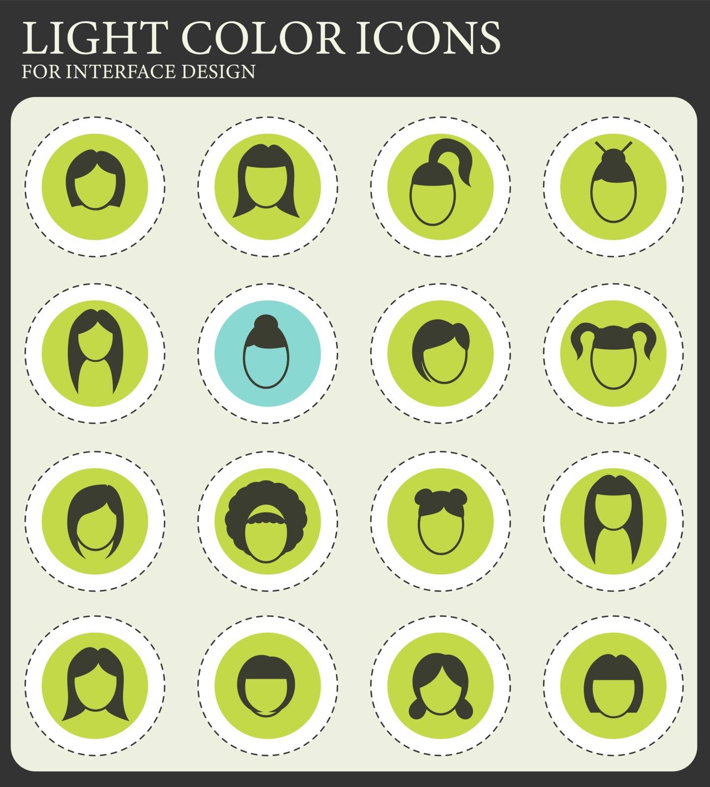 hair silhouettes, woman hairstyle simply symbols for web and user interface