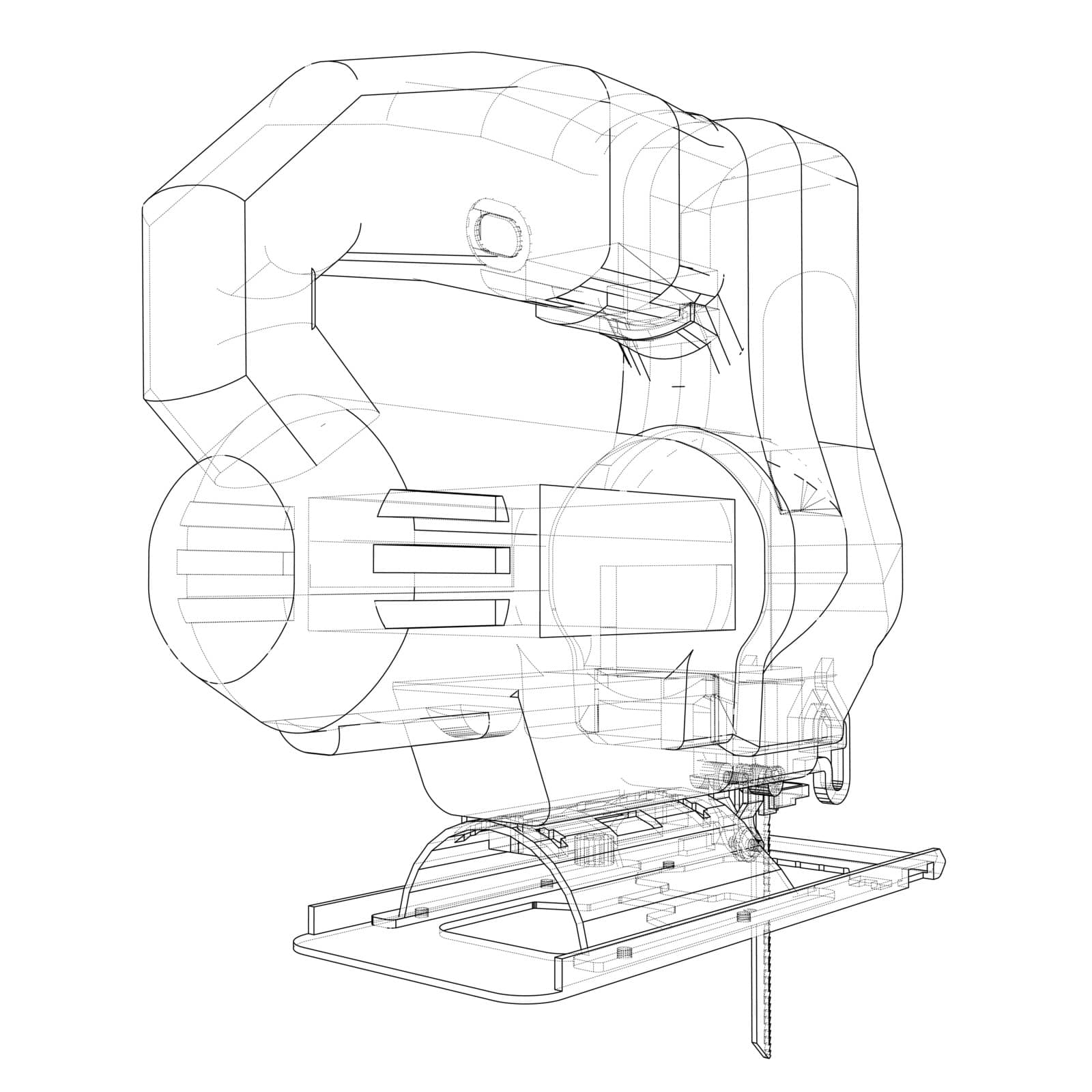 Outline Jig saw. Vector by cherezoff