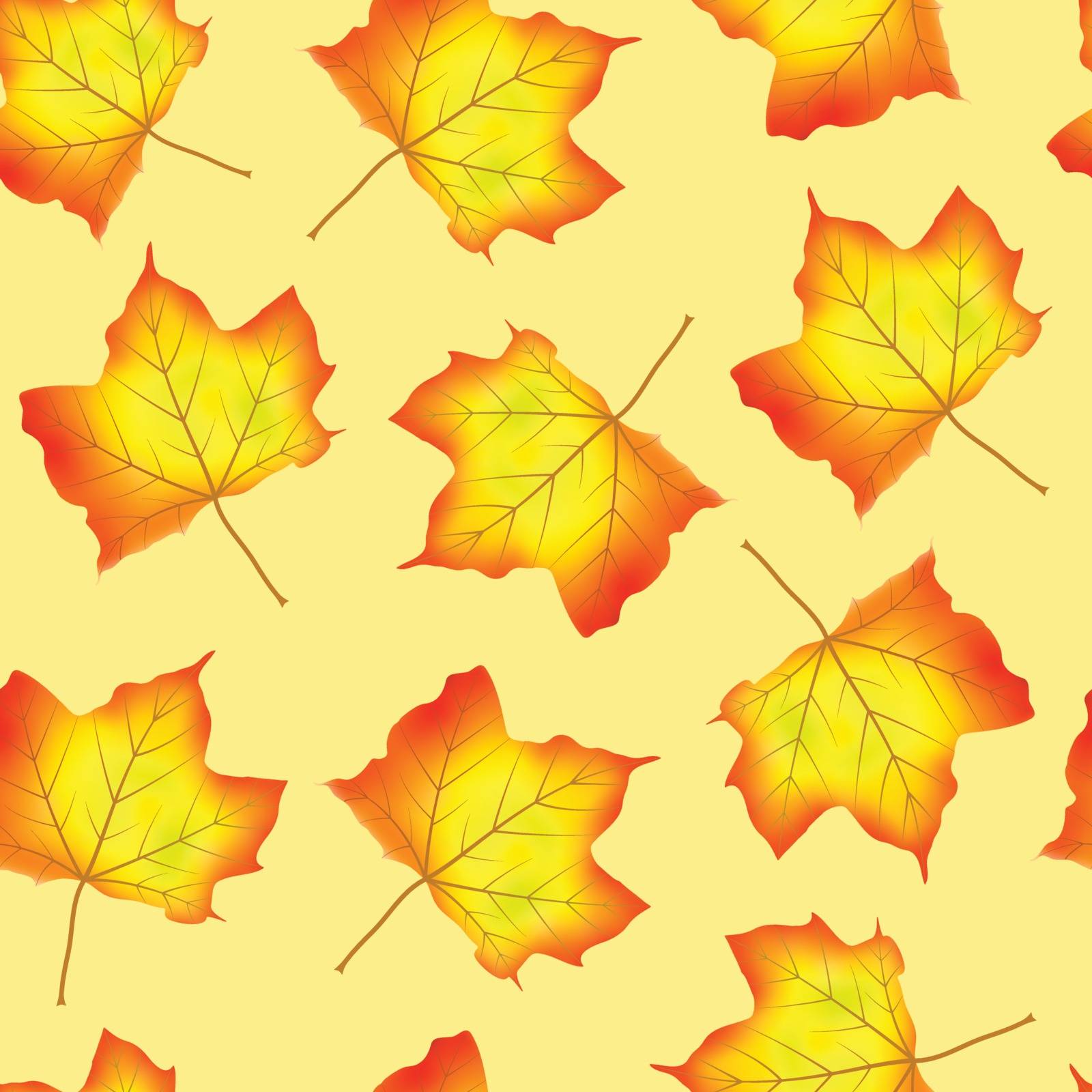 Autumn seamless pattern. Maple leafs on cream color background.