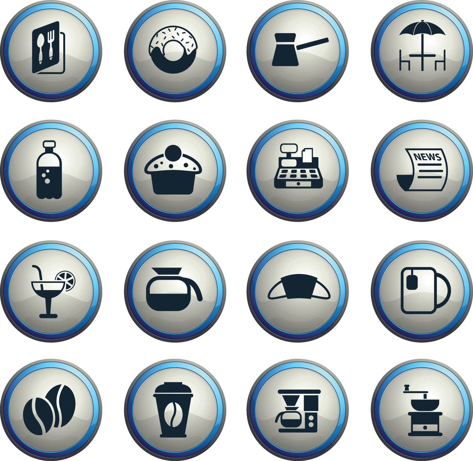 cafe vector icons for web and user interface design