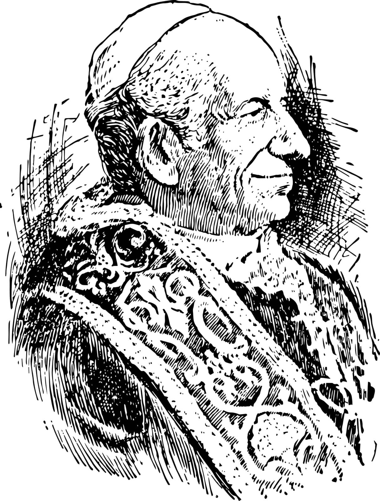 Leo XIII 1810 to 1903 he was a pope from 1878 to 1903 vintage line drawing or engraving illustration
