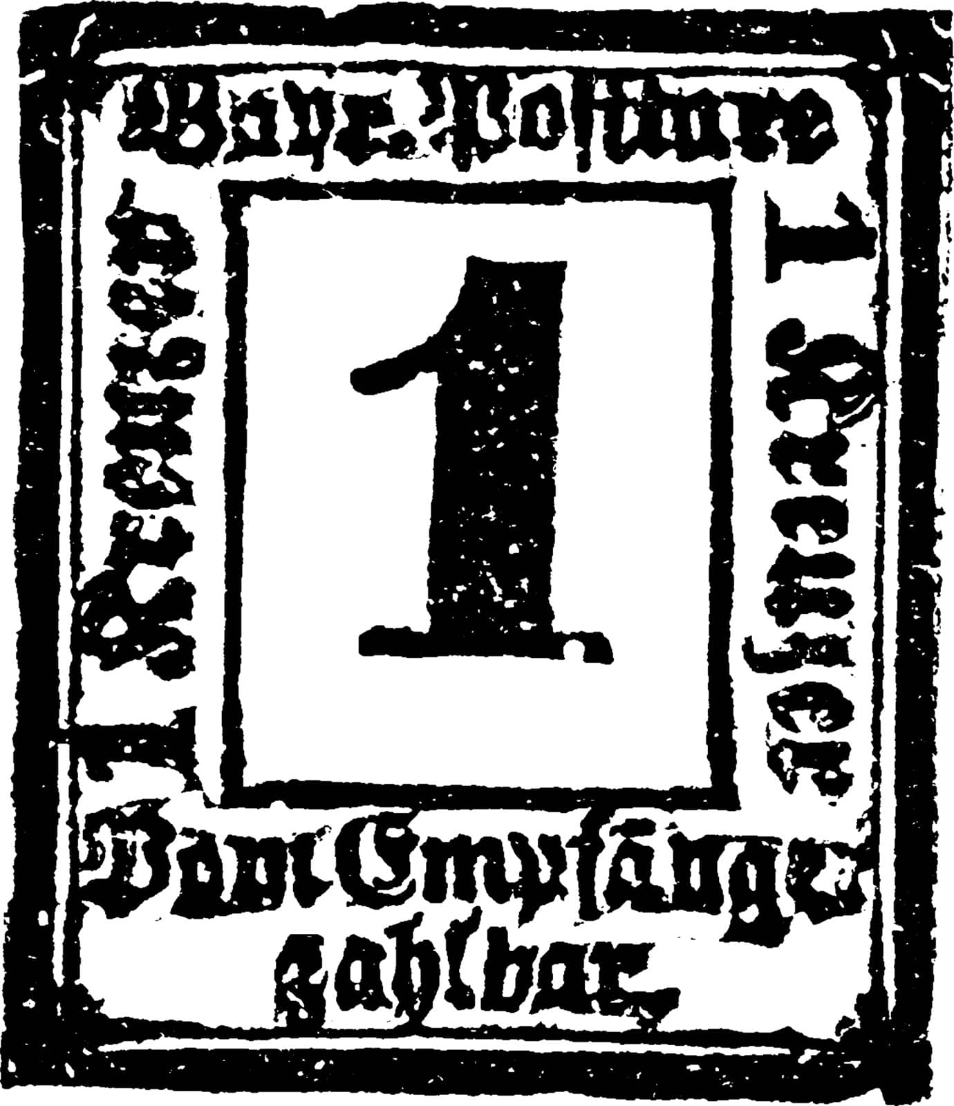 Bavaria Return Letter Stamp Unknown Value in 1865, vintage illus by Morphart