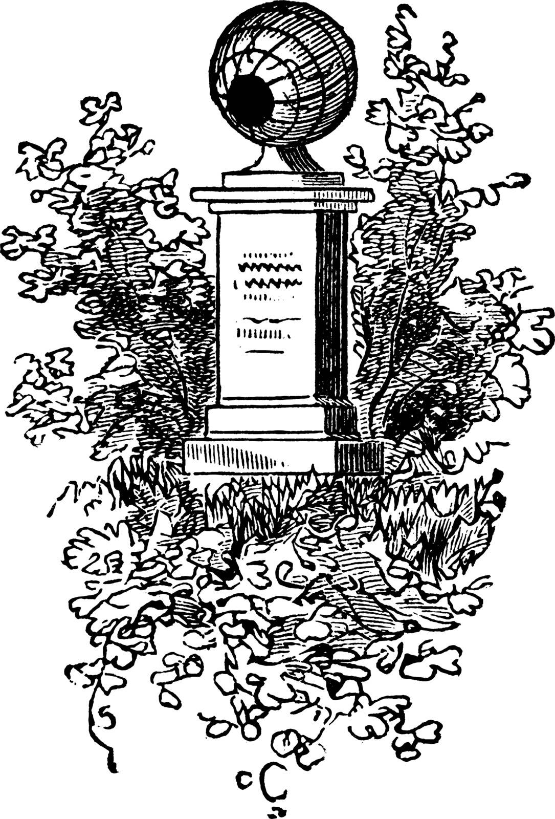 Monument of John Cleves Symmes, a delegate to the Continental Congress,vintage line drawing or engraving illustration