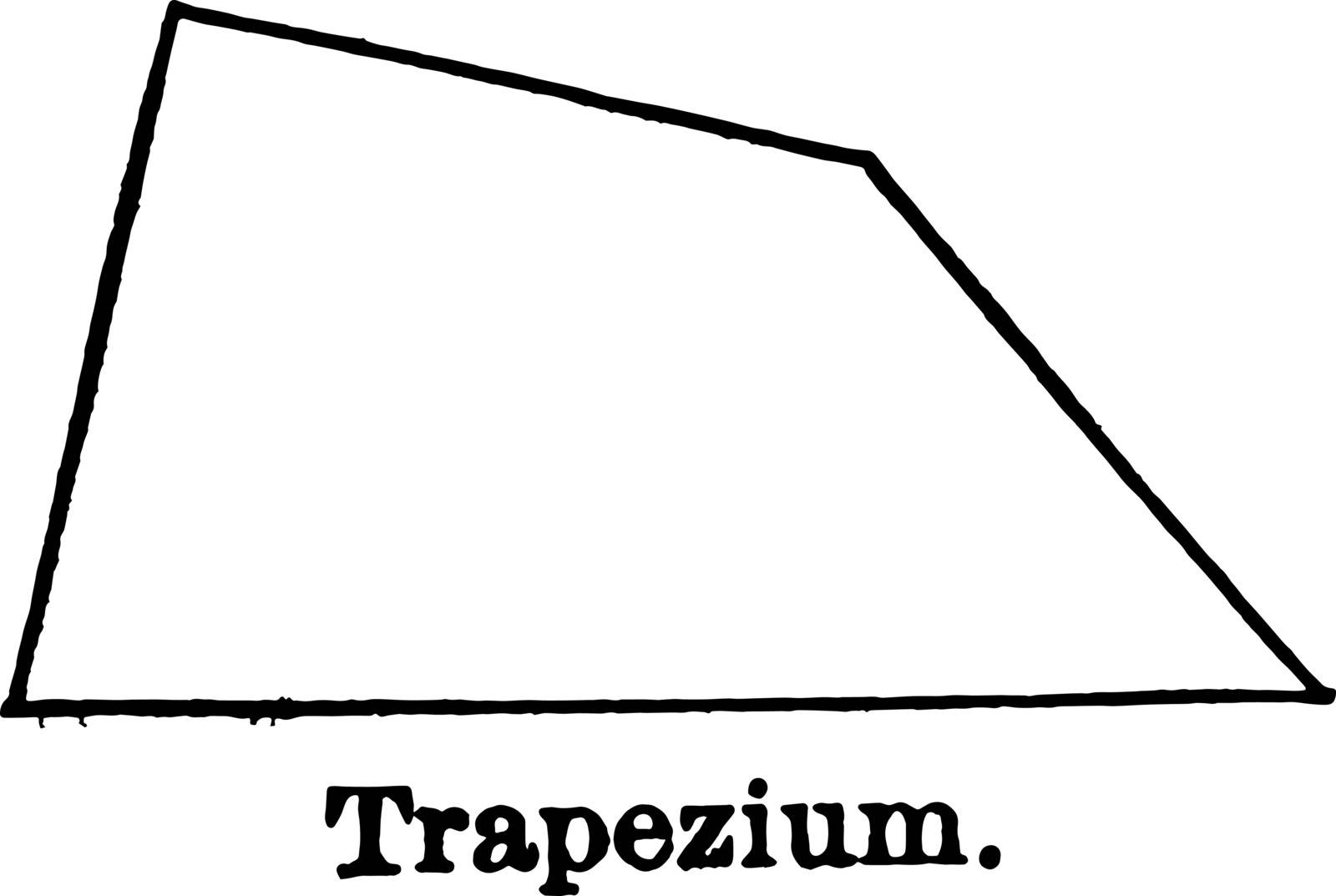 An image showing the trapeze. Quadrilateral that does not have two parallel sides, vintage line drawing or engraving illustration.