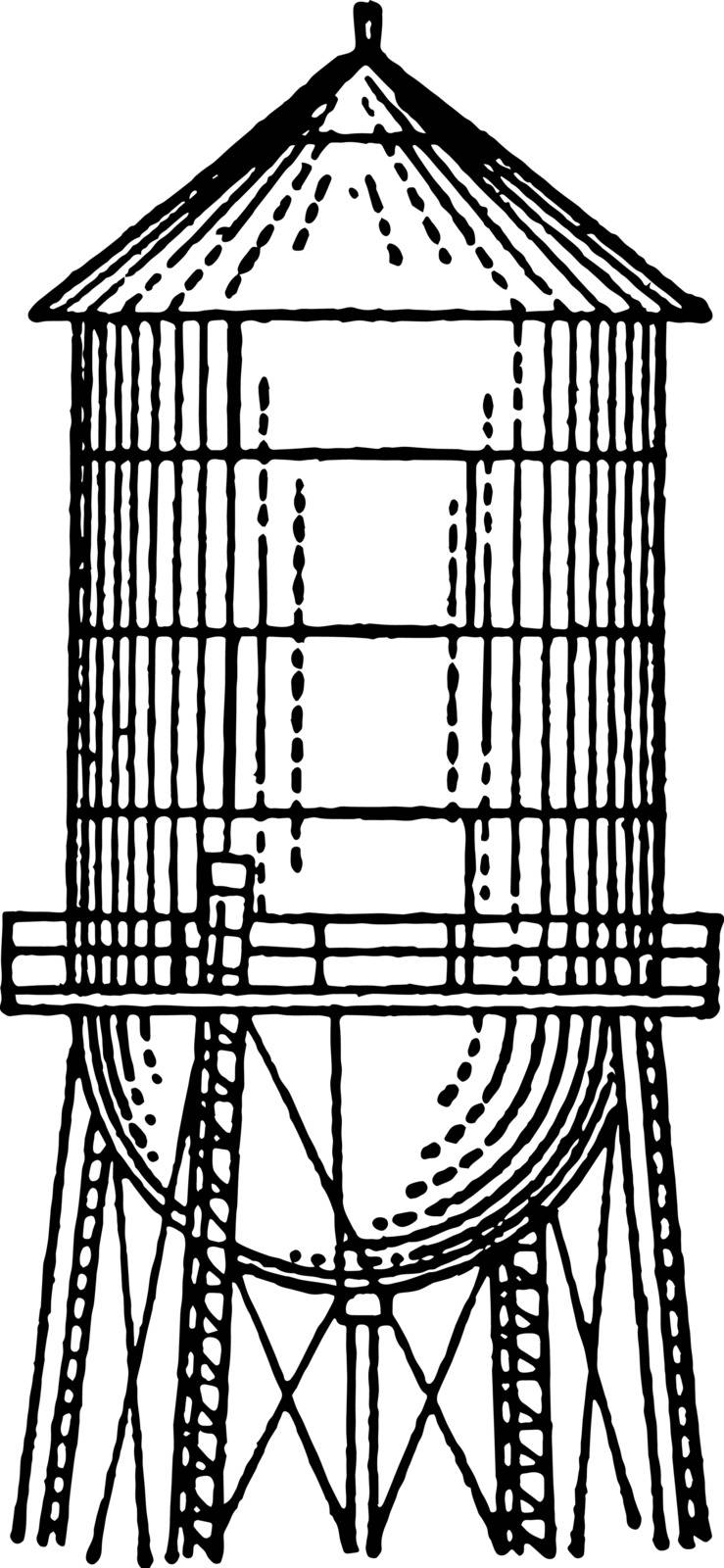 In this image showing the curved surface area, vintage line drawing or engraving illustration.